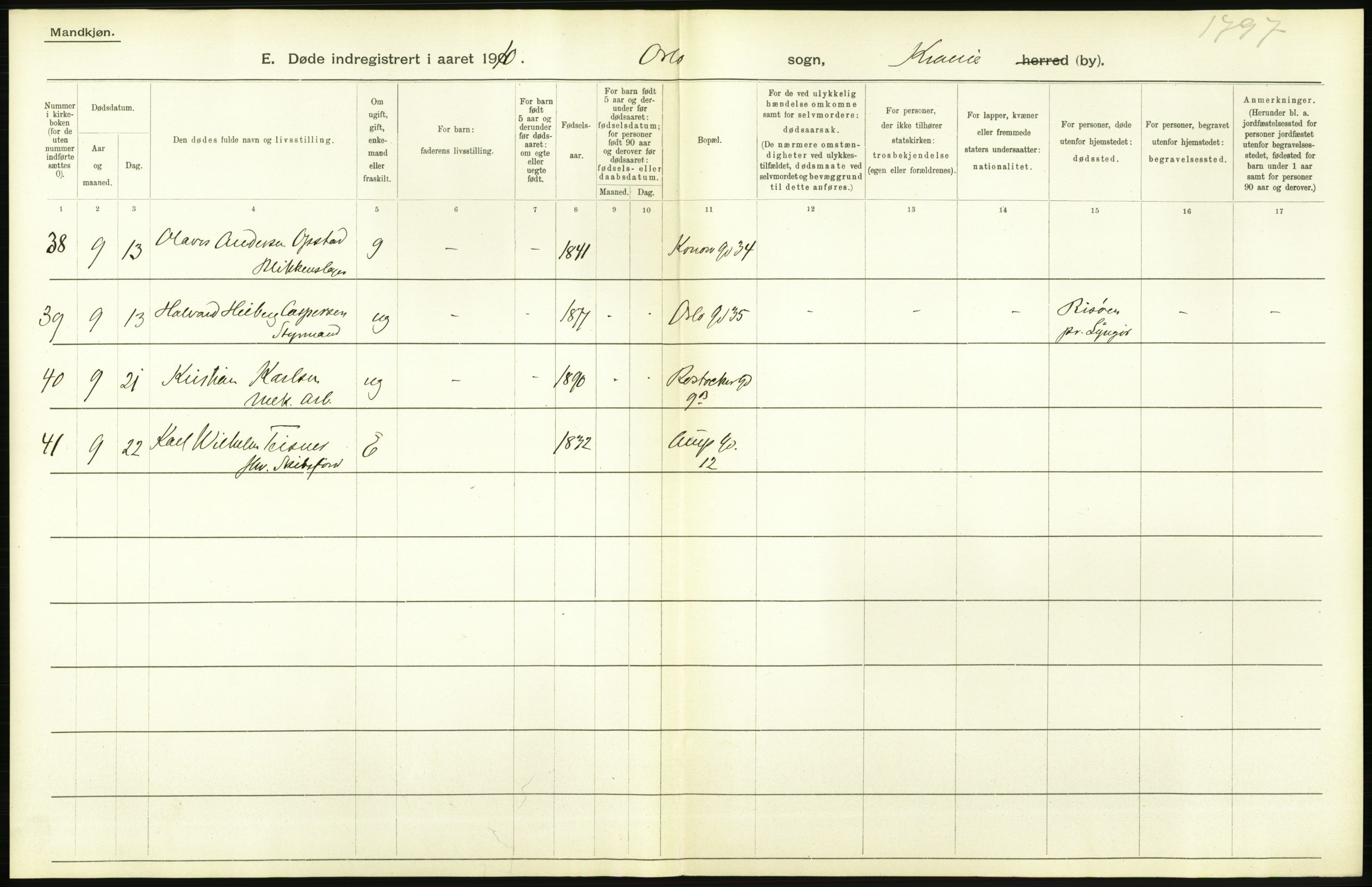 Statistisk sentralbyrå, Sosiodemografiske emner, Befolkning, AV/RA-S-2228/D/Df/Dfa/Dfah/L0008: Kristiania: Døde, 1910, p. 648