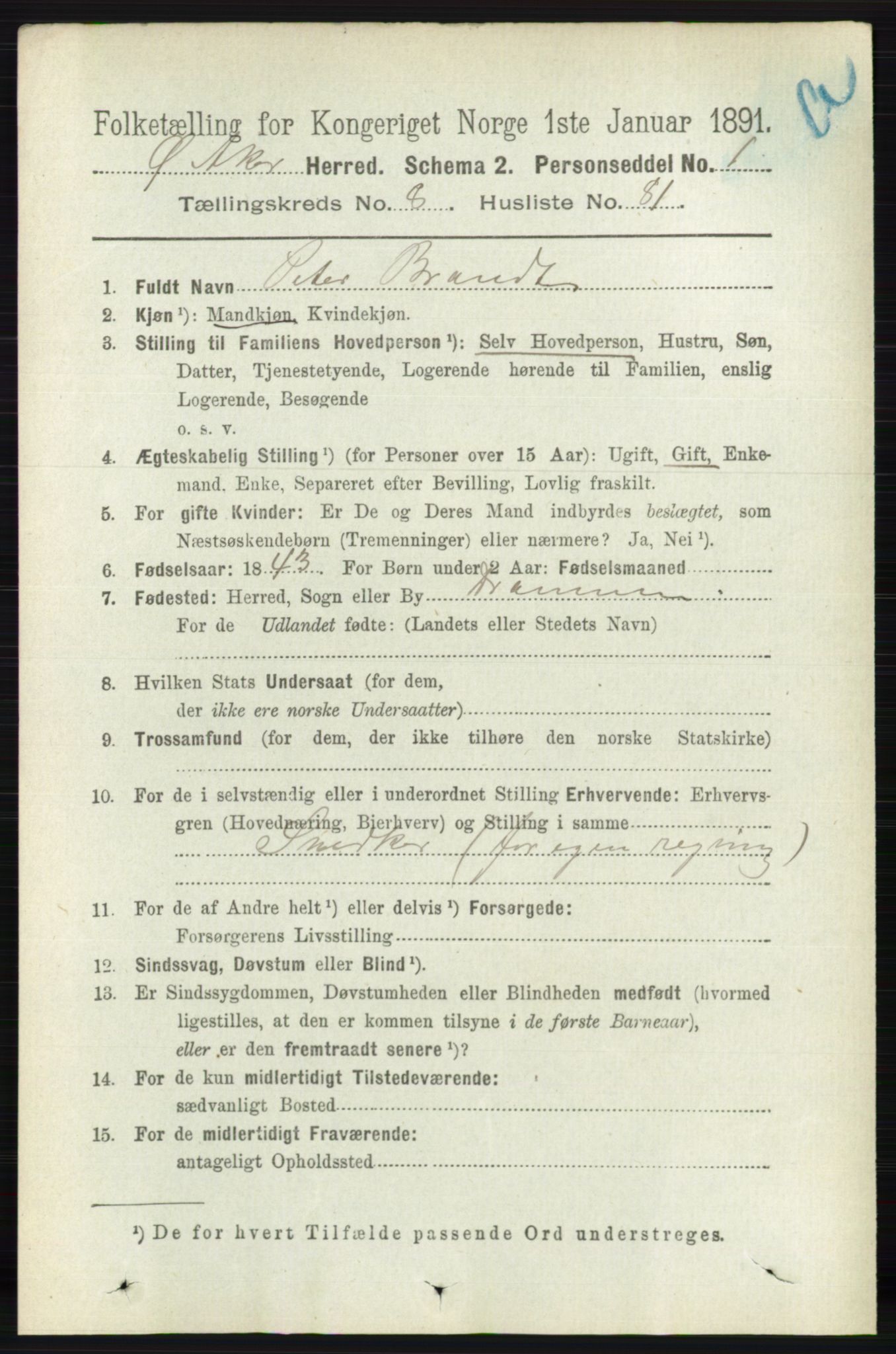 RA, 1891 census for 0218 Aker, 1891, p. 7917