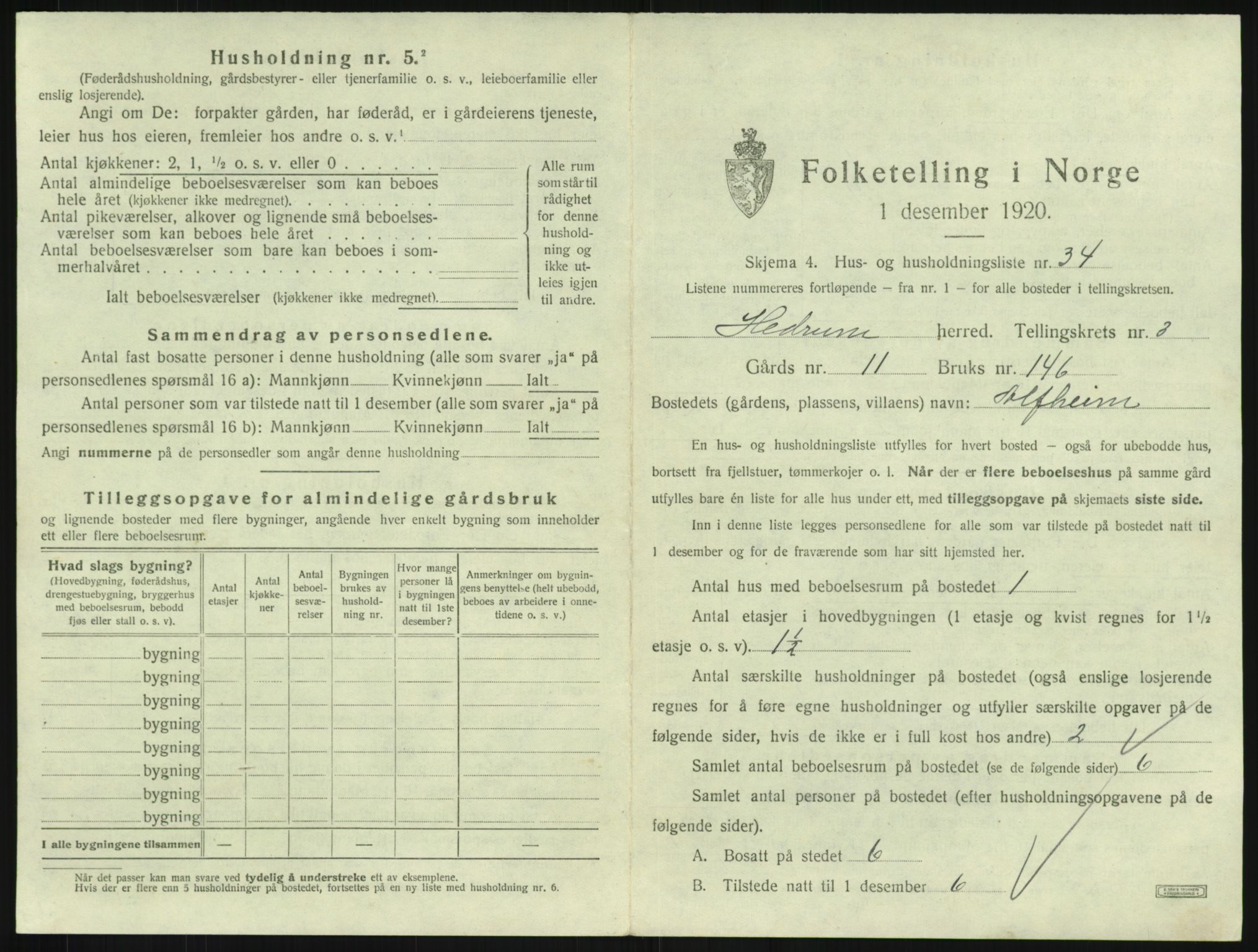 SAKO, 1920 census for Hedrum, 1920, p. 347