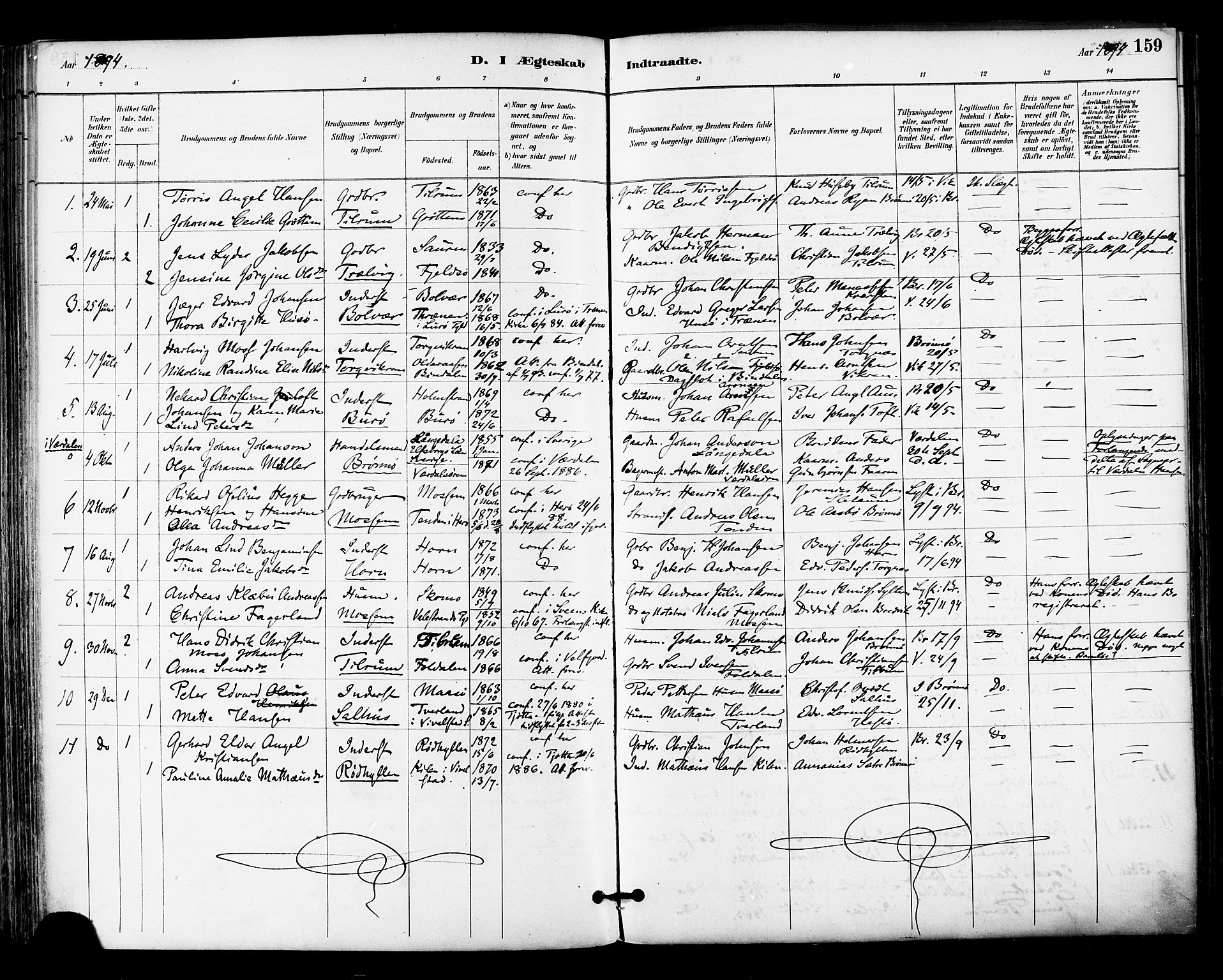 Ministerialprotokoller, klokkerbøker og fødselsregistre - Nordland, SAT/A-1459/813/L0200: Parish register (official) no. 813A10, 1886-1900, p. 159