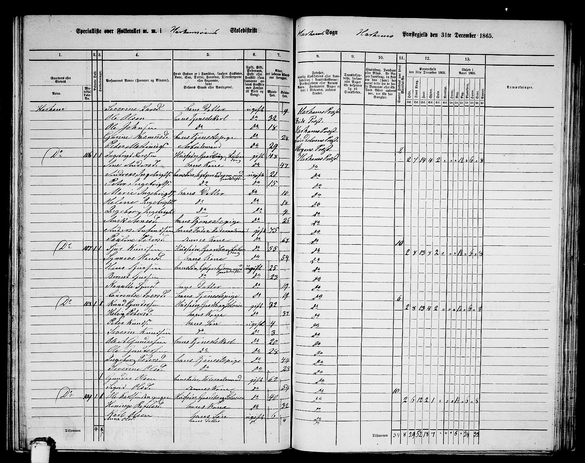 RA, 1865 census for Haram, 1865, p. 50