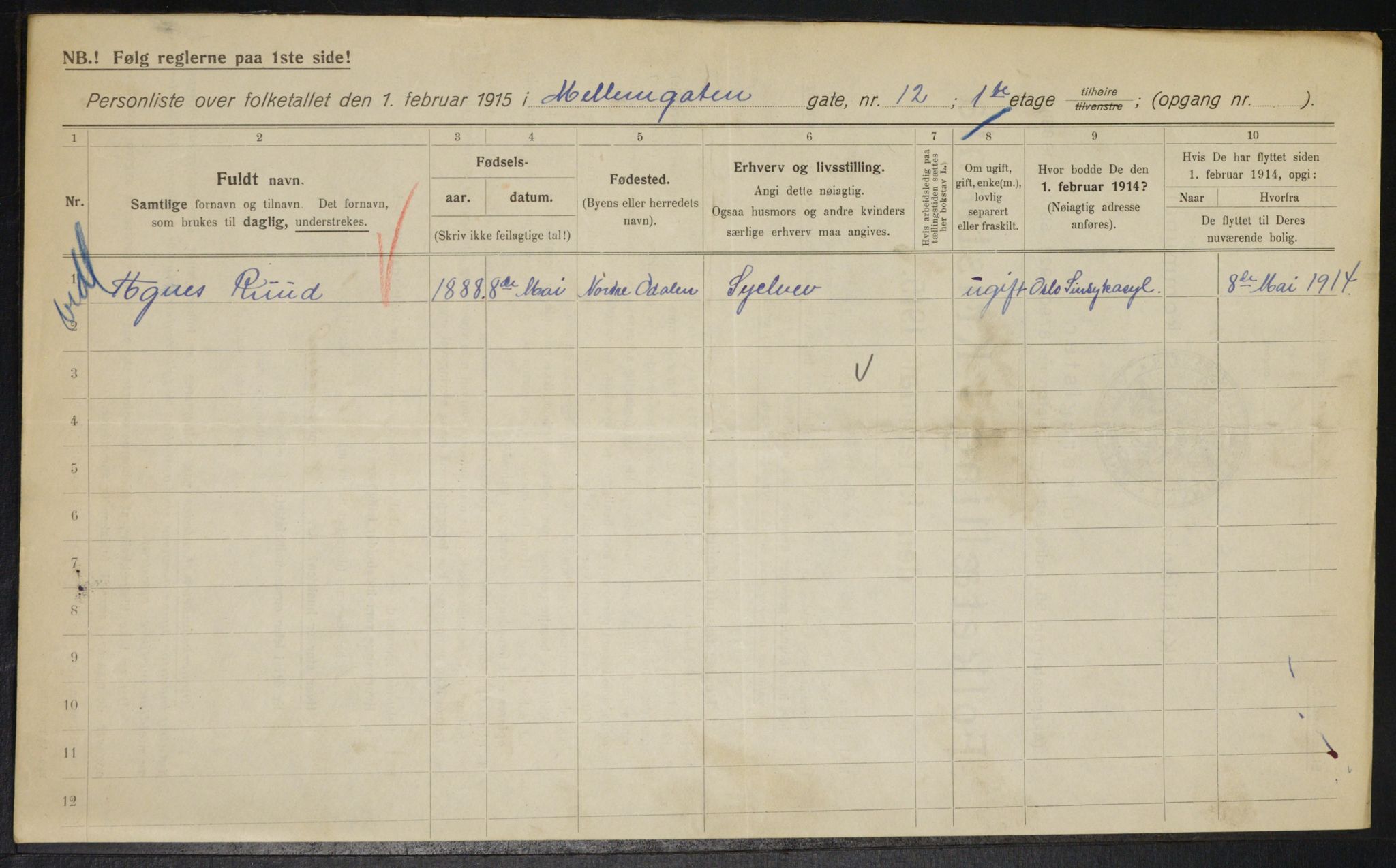 OBA, Municipal Census 1915 for Kristiania, 1915, p. 64552