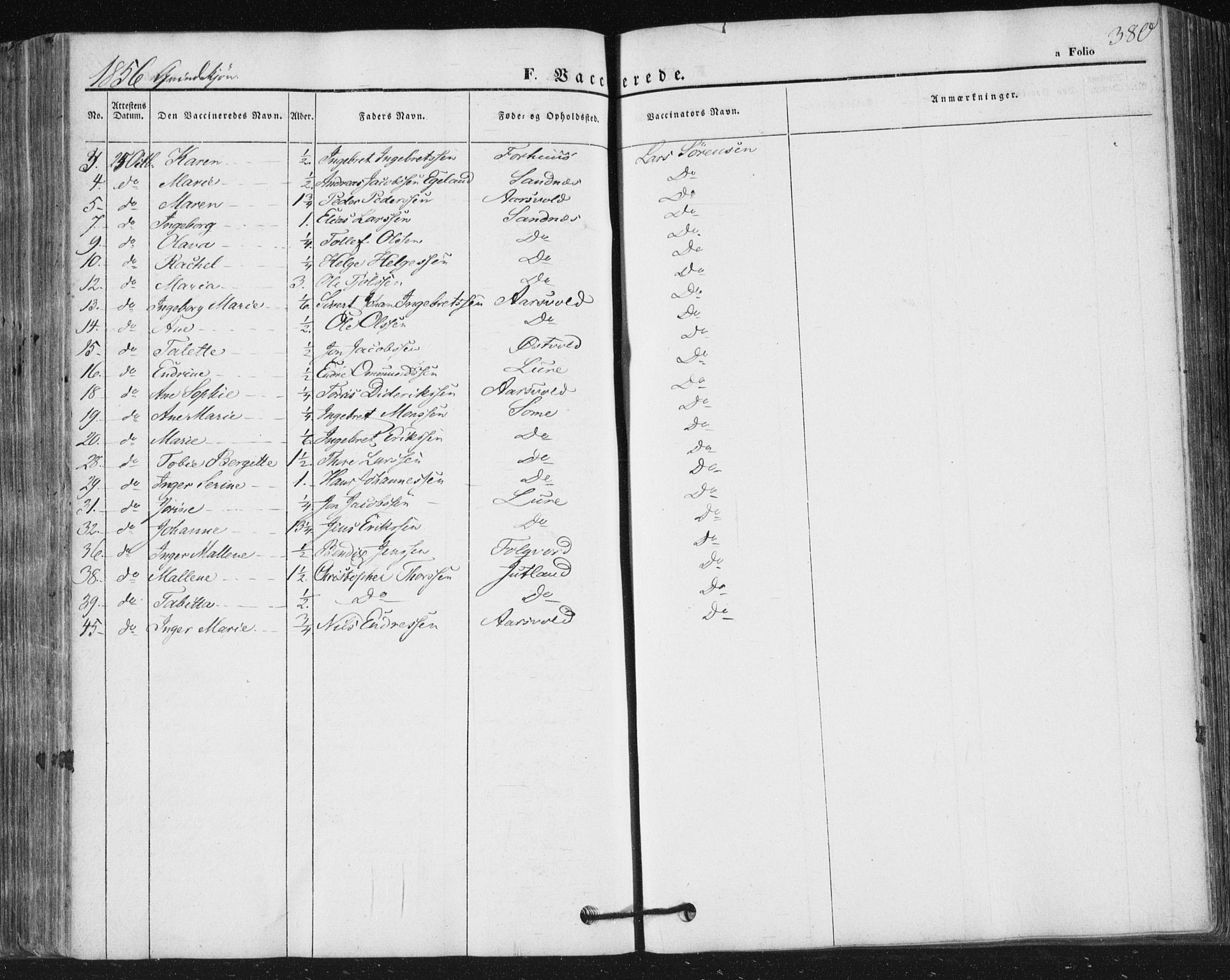 Høyland sokneprestkontor, SAST/A-101799/001/30BA/L0008: Parish register (official) no. A 8, 1841-1856, p. 380