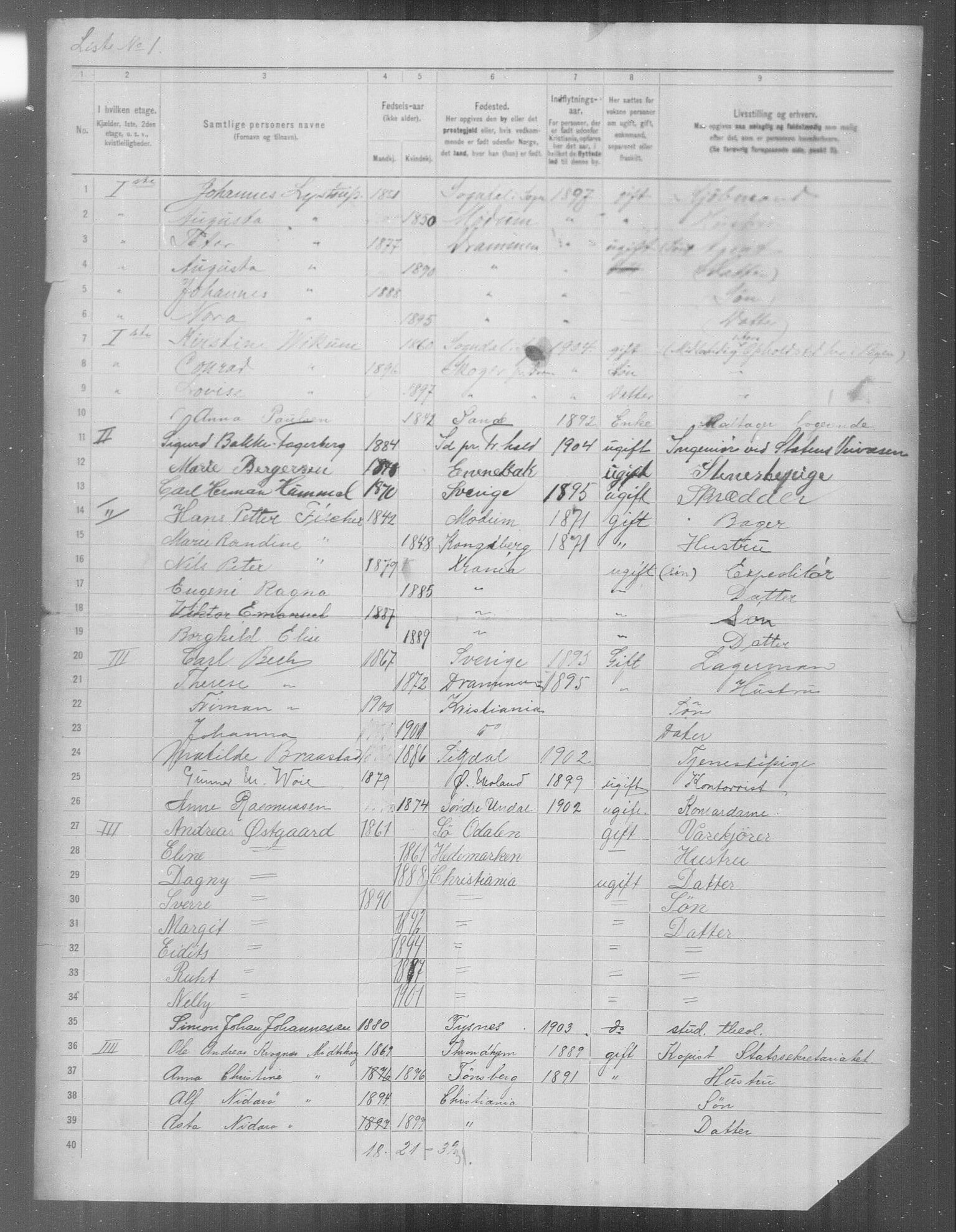 OBA, Municipal Census 1904 for Kristiania, 1904, p. 24120