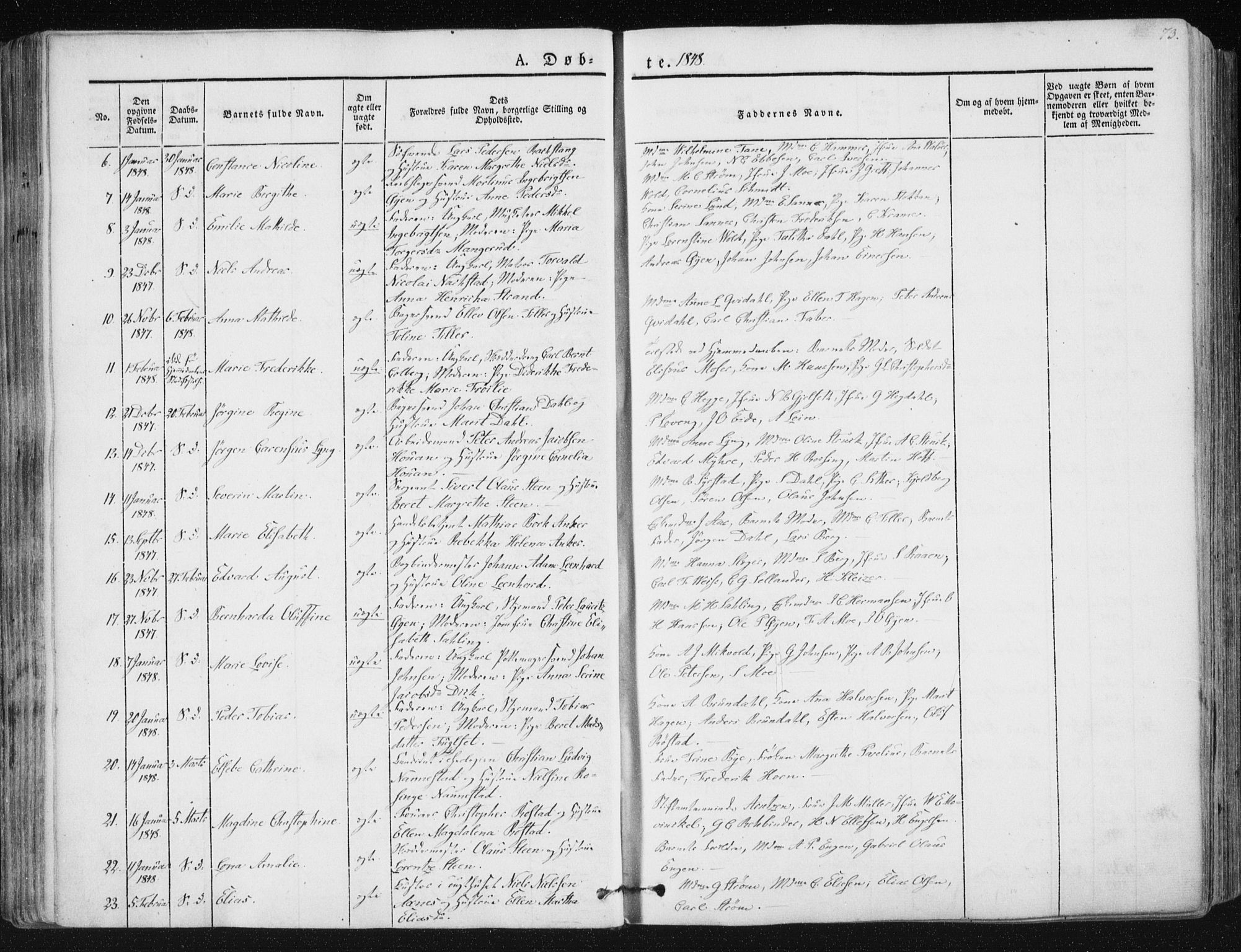 Ministerialprotokoller, klokkerbøker og fødselsregistre - Sør-Trøndelag, AV/SAT-A-1456/602/L0110: Parish register (official) no. 602A08, 1840-1854, p. 73