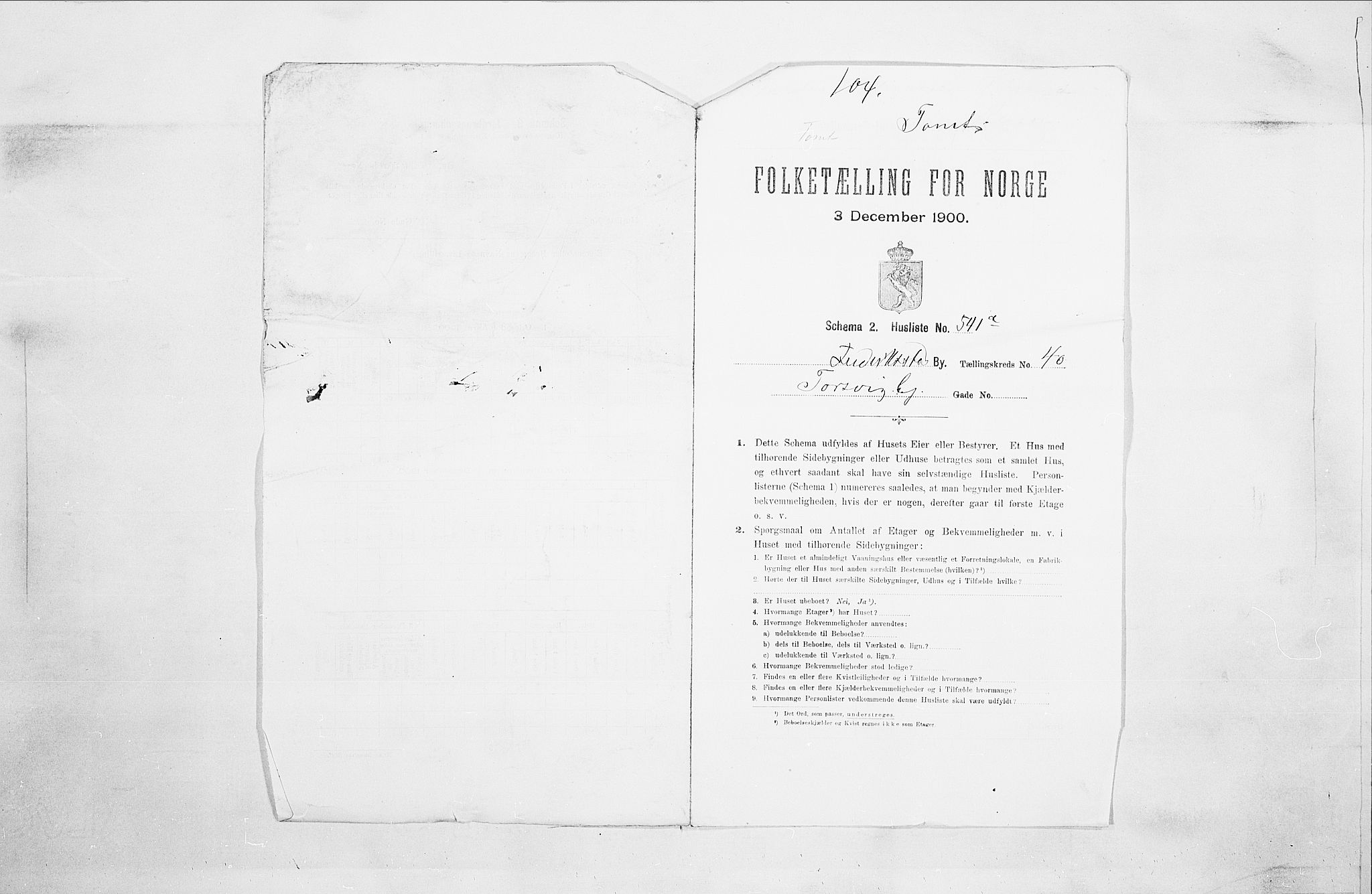 SAO, 1900 census for Fredrikstad, 1900