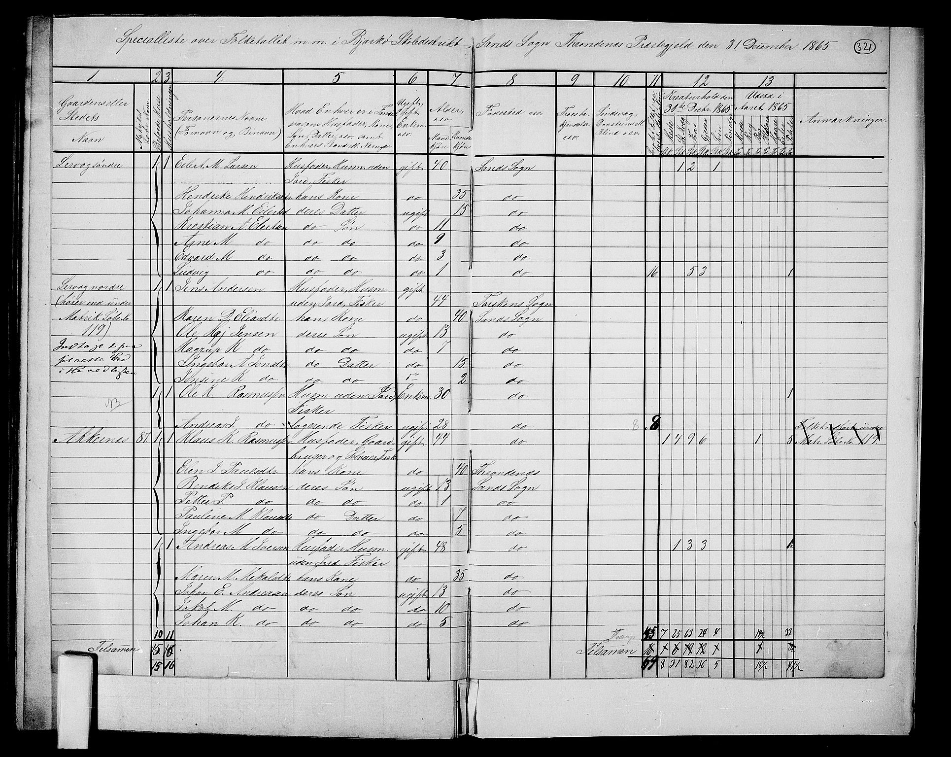 RA, 1865 census for Trondenes, 1865, p. 201