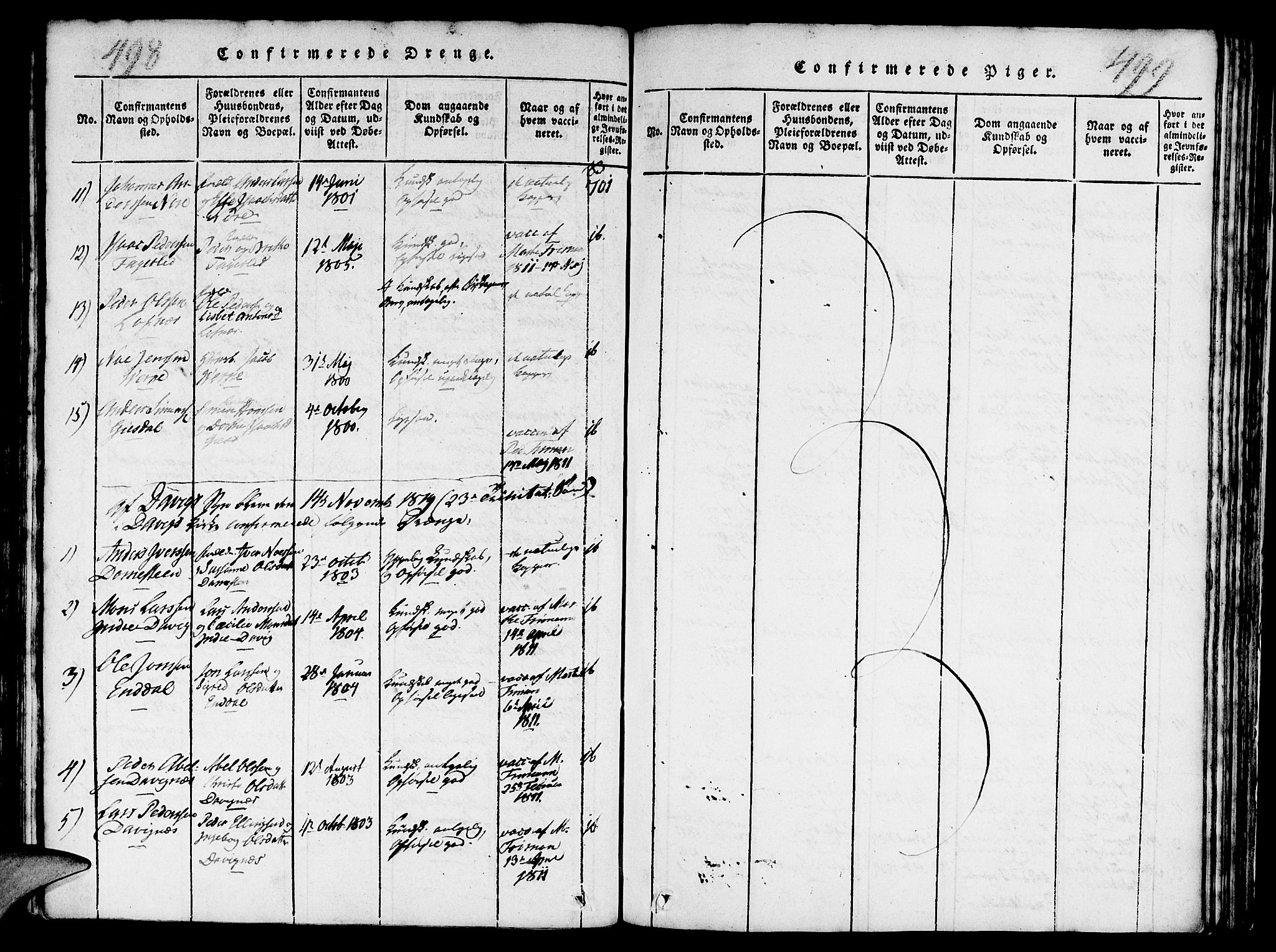 Davik sokneprestembete, AV/SAB-A-79701/H/Haa/Haaa/L0003: Parish register (official) no. A 3, 1816-1830, p. 498-499