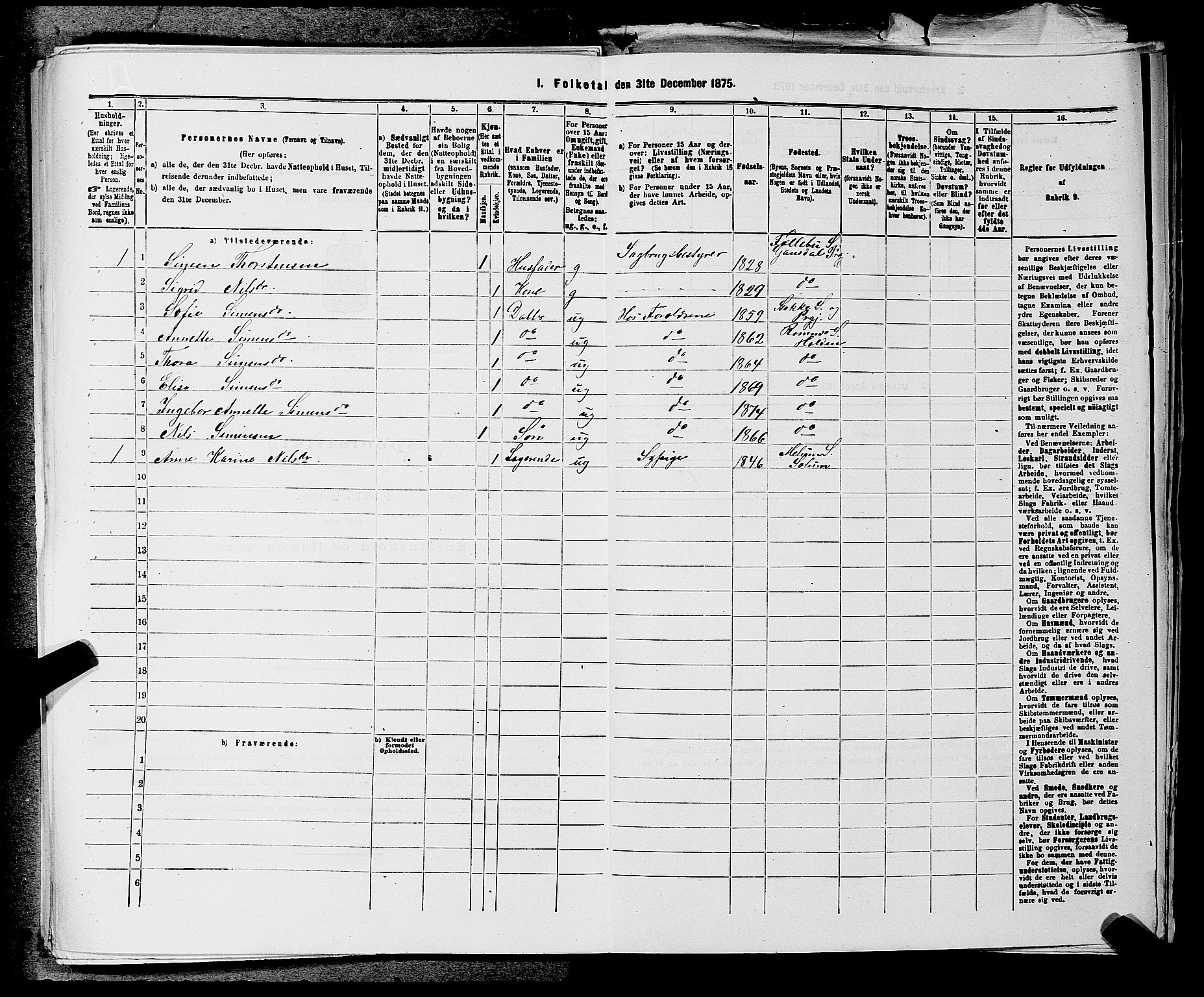 SAKO, 1875 census for 0819P Holla, 1875, p. 1153