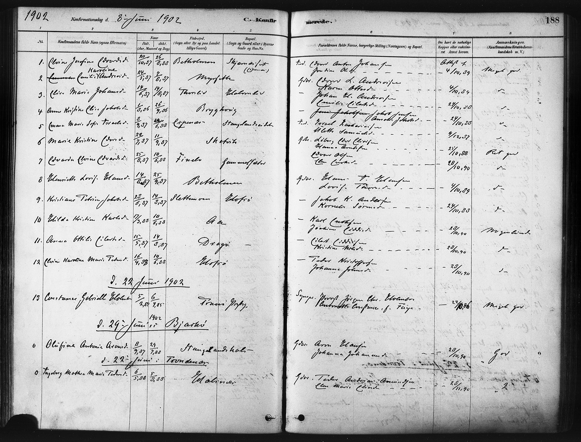 Tranøy sokneprestkontor, SATØ/S-1313/I/Ia/Iaa/L0009kirke: Parish register (official) no. 9, 1878-1904, p. 188
