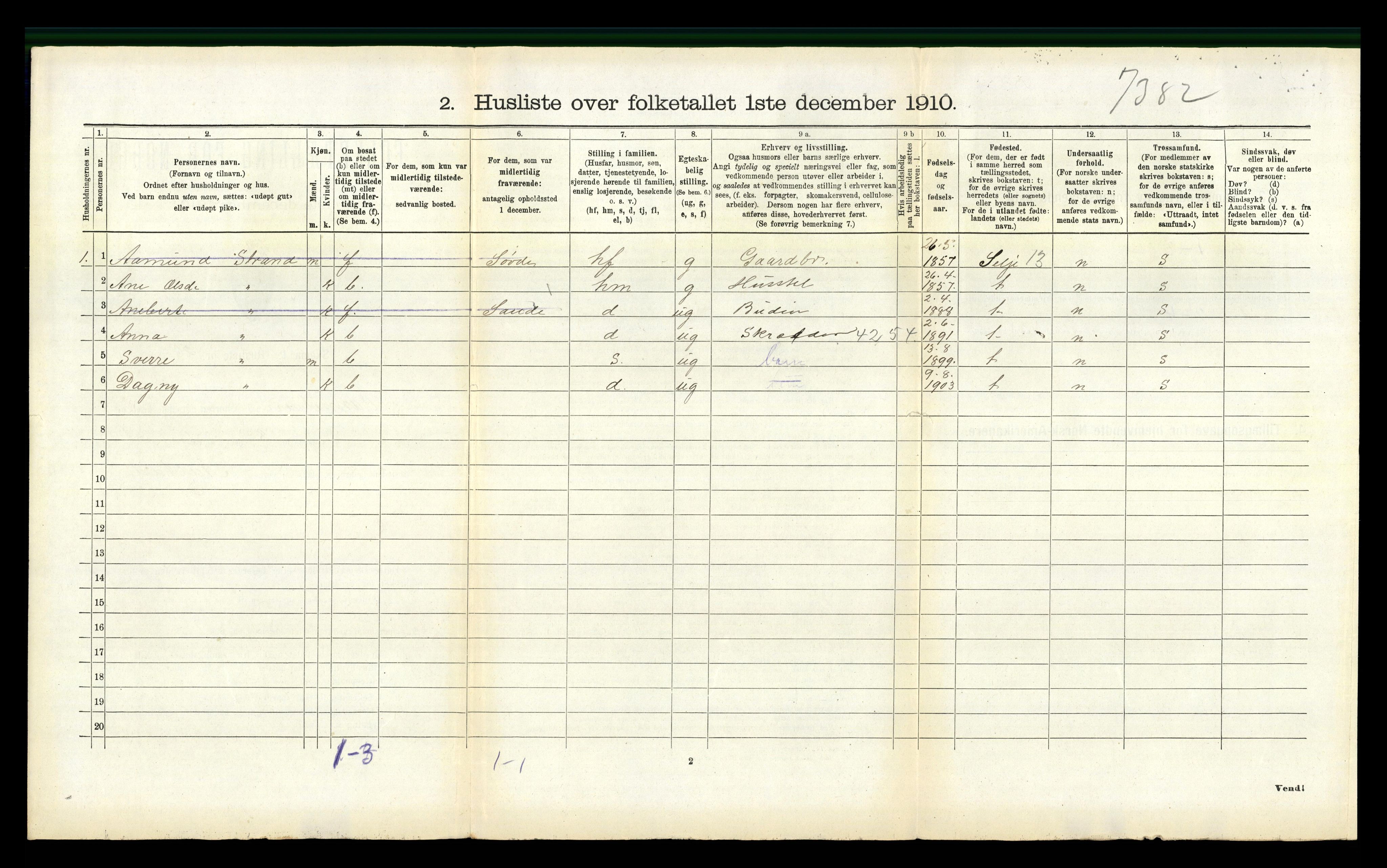 RA, 1910 census for Vanylven, 1910, p. 122