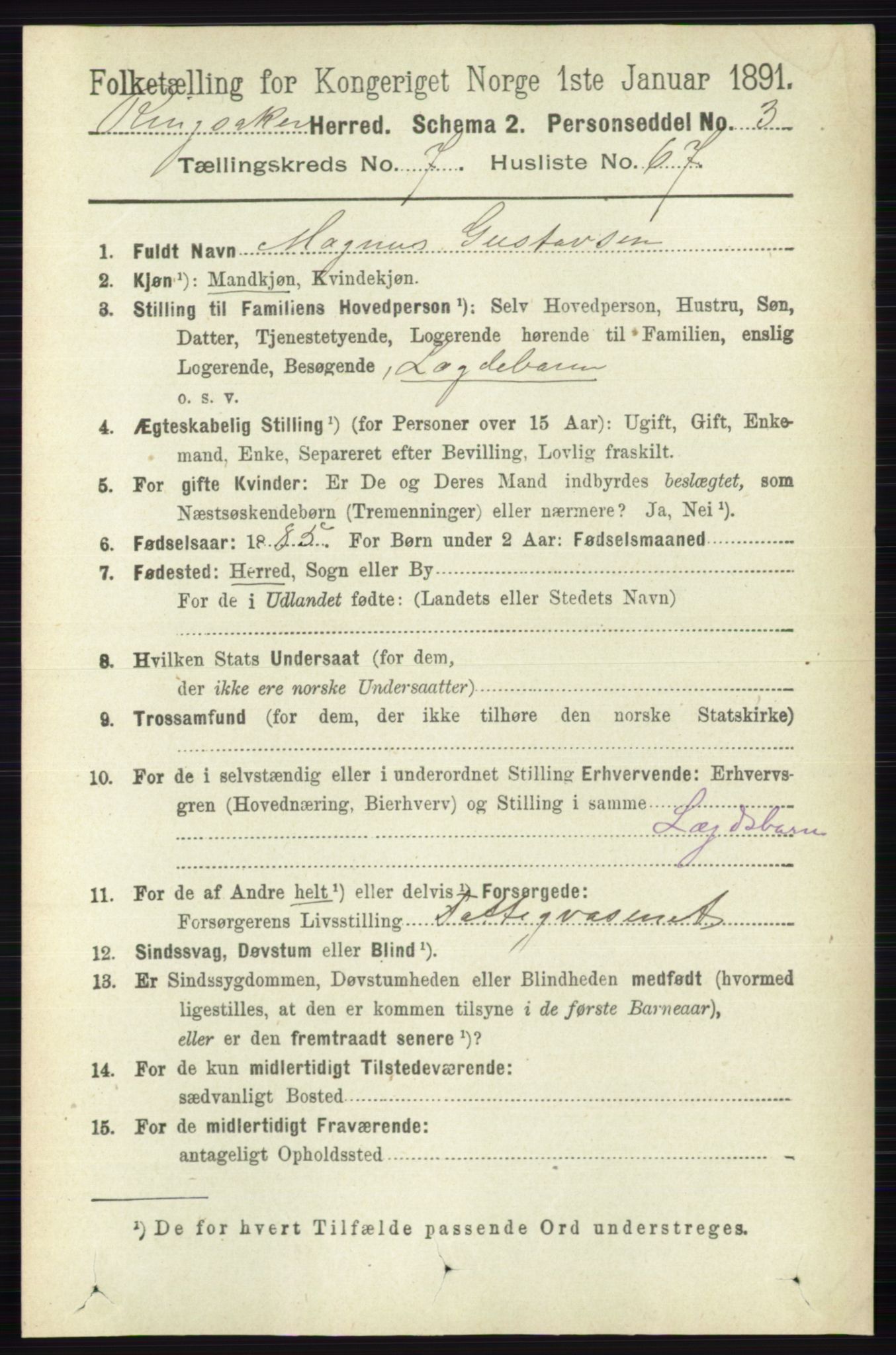 RA, 1891 census for 0412 Ringsaker, 1891, p. 4337