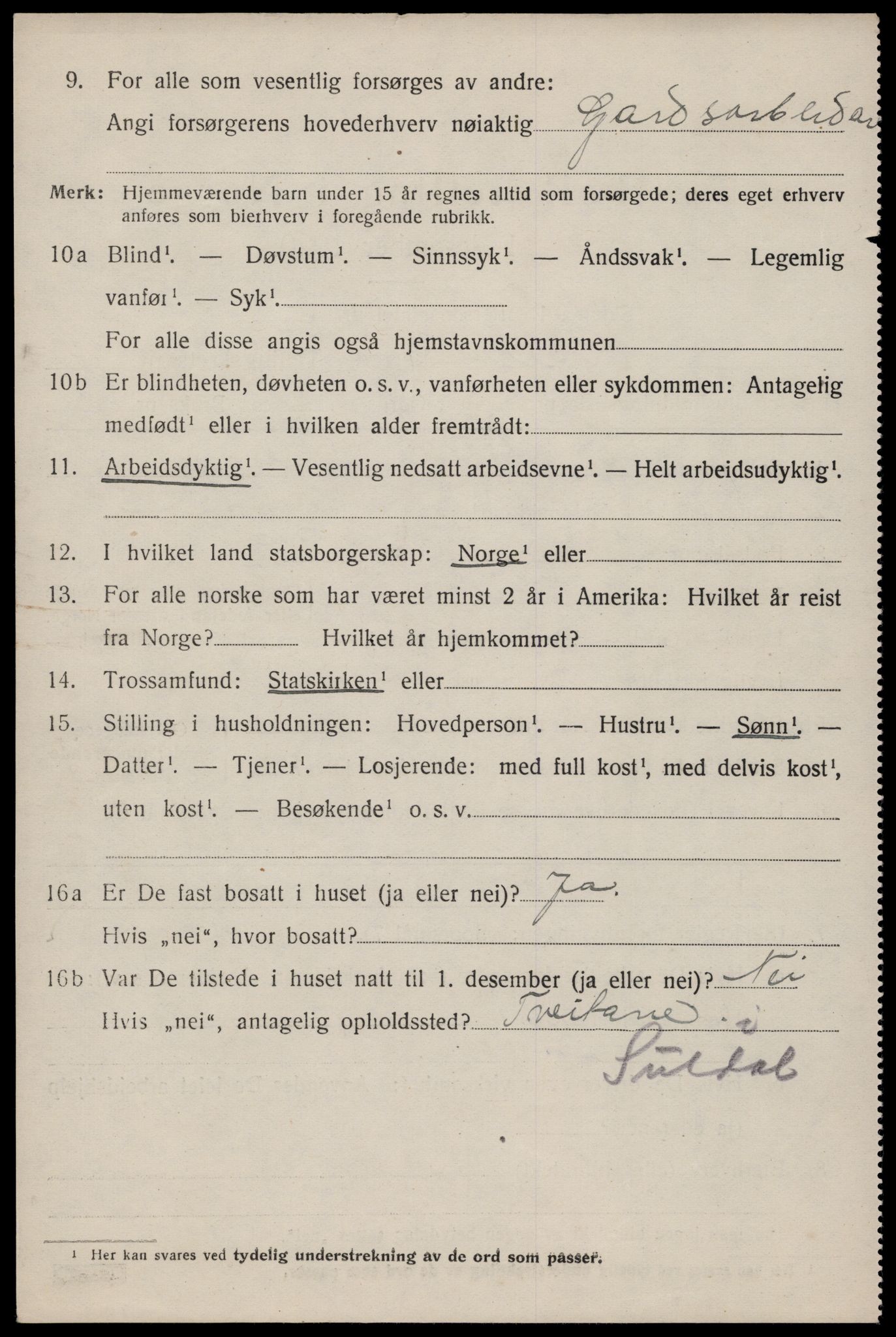 SAST, 1920 census for Suldal, 1920, p. 3231