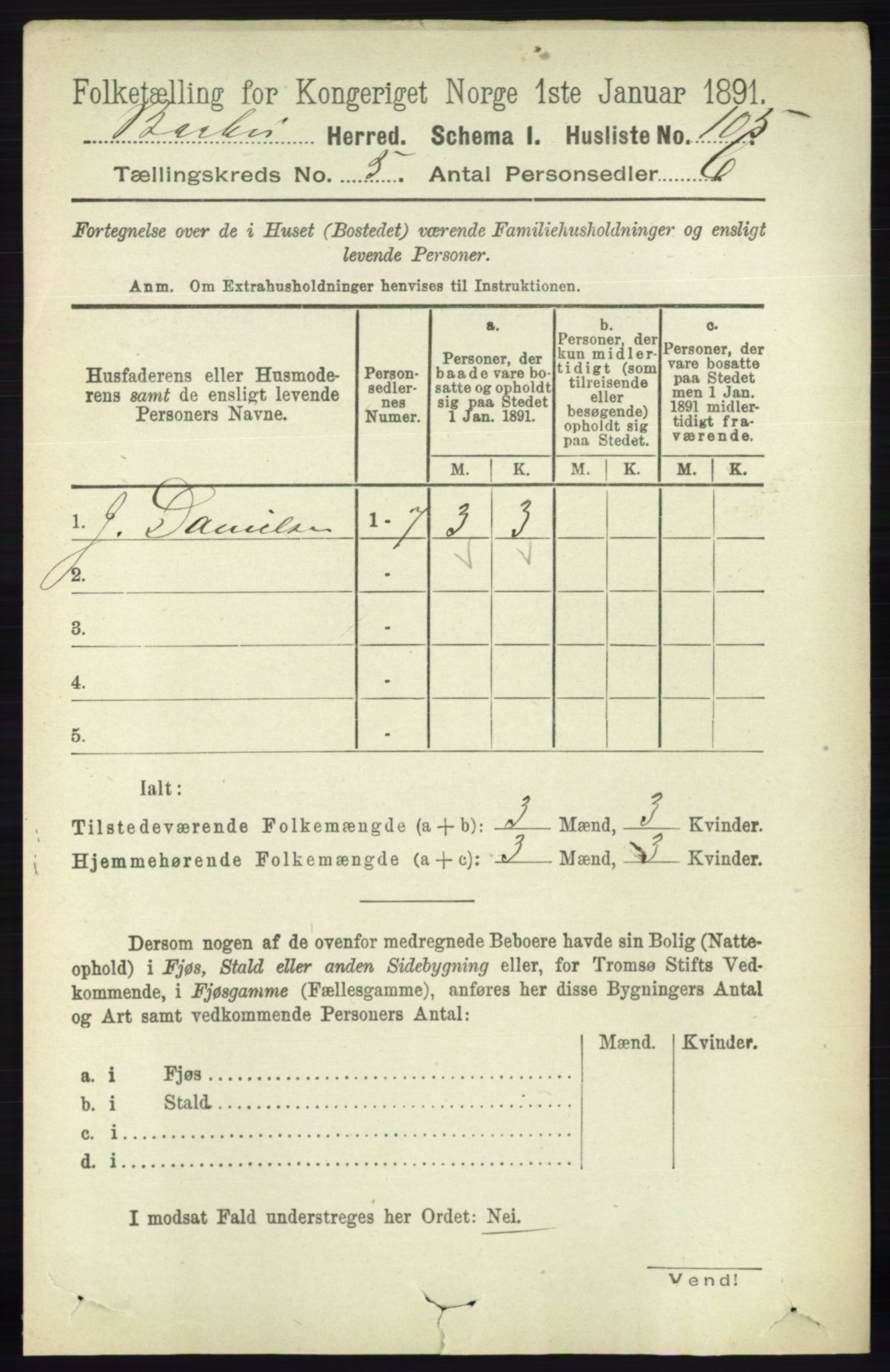 RA, 1891 census for 0990 Barbu, 1891, p. 3541