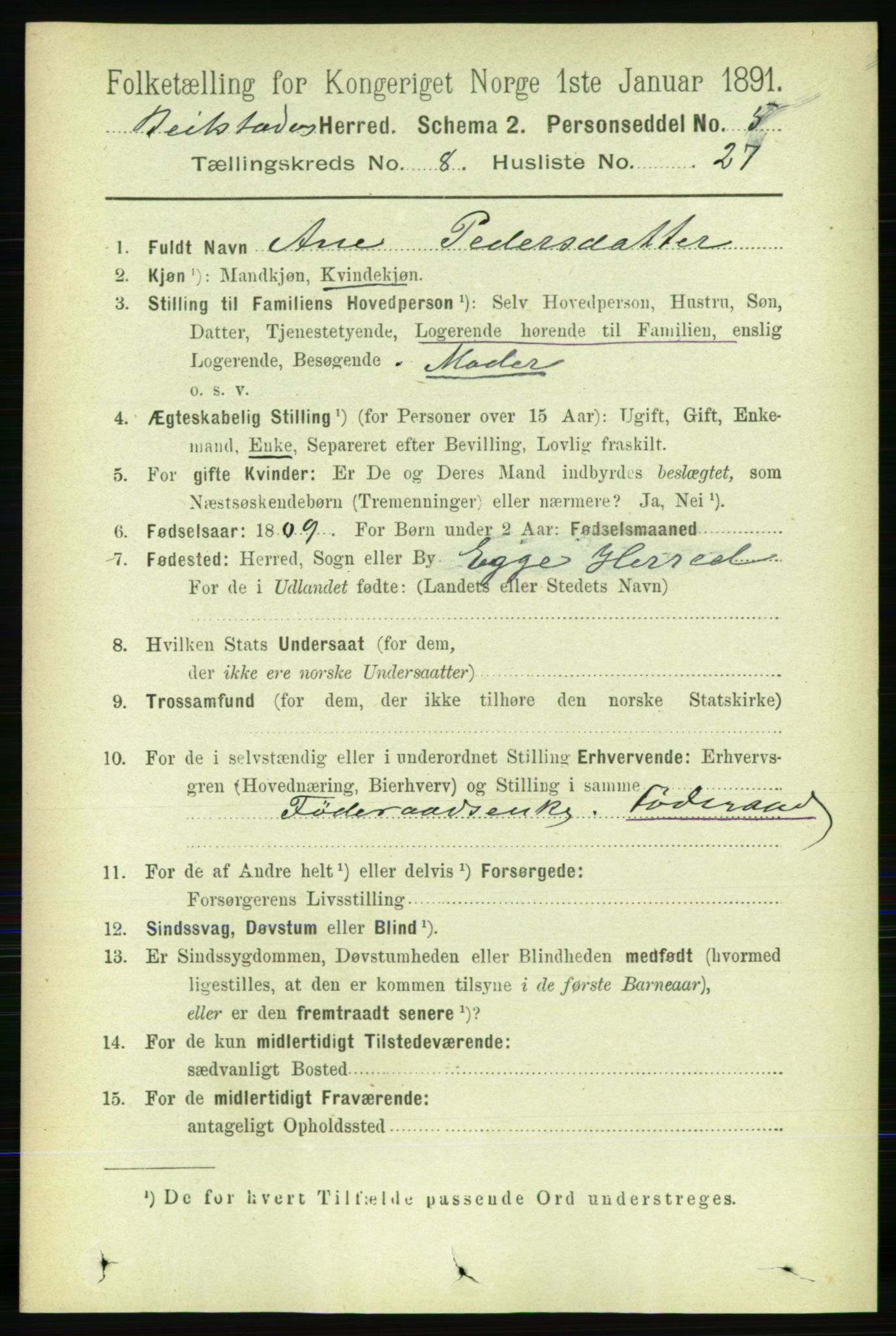 RA, 1891 census for 1727 Beitstad, 1891, p. 2337