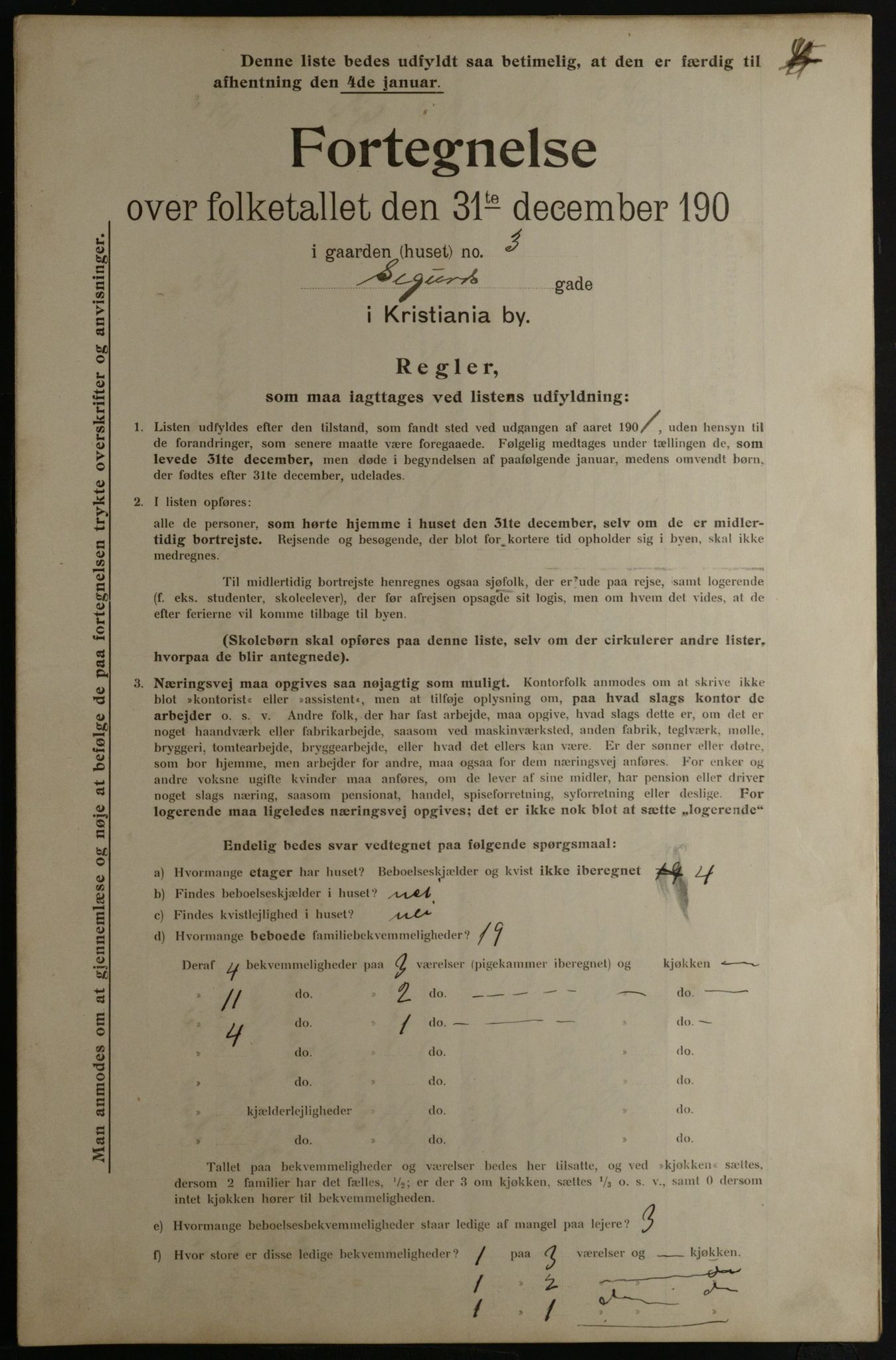 OBA, Municipal Census 1901 for Kristiania, 1901, p. 14605