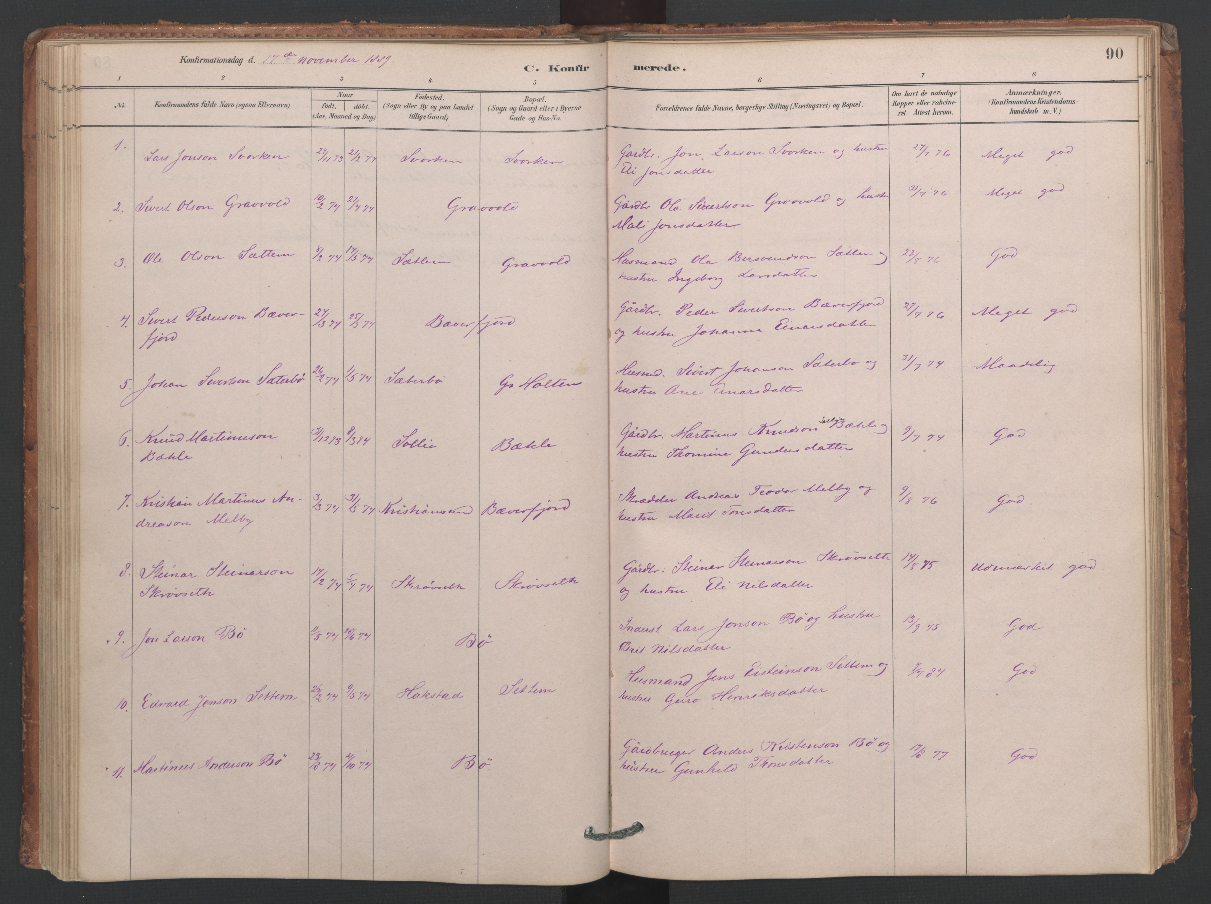 Ministerialprotokoller, klokkerbøker og fødselsregistre - Møre og Romsdal, AV/SAT-A-1454/594/L1036: Parish register (official) no. 594A02 (?), 1879-1910, p. 90