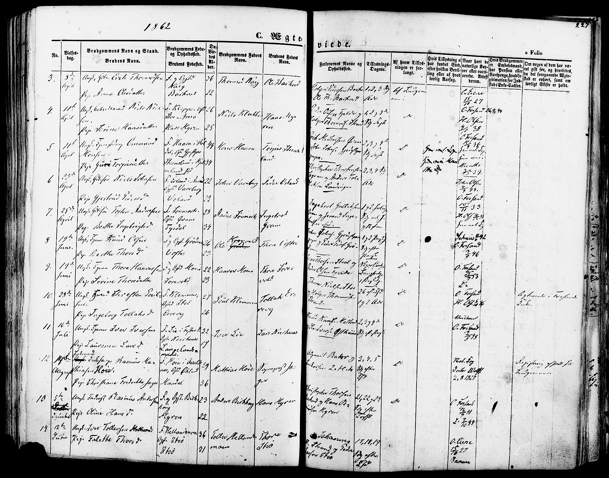 Strand sokneprestkontor, SAST/A-101828/H/Ha/Haa/L0007: Parish register (official) no. A 7, 1855-1881, p. 227