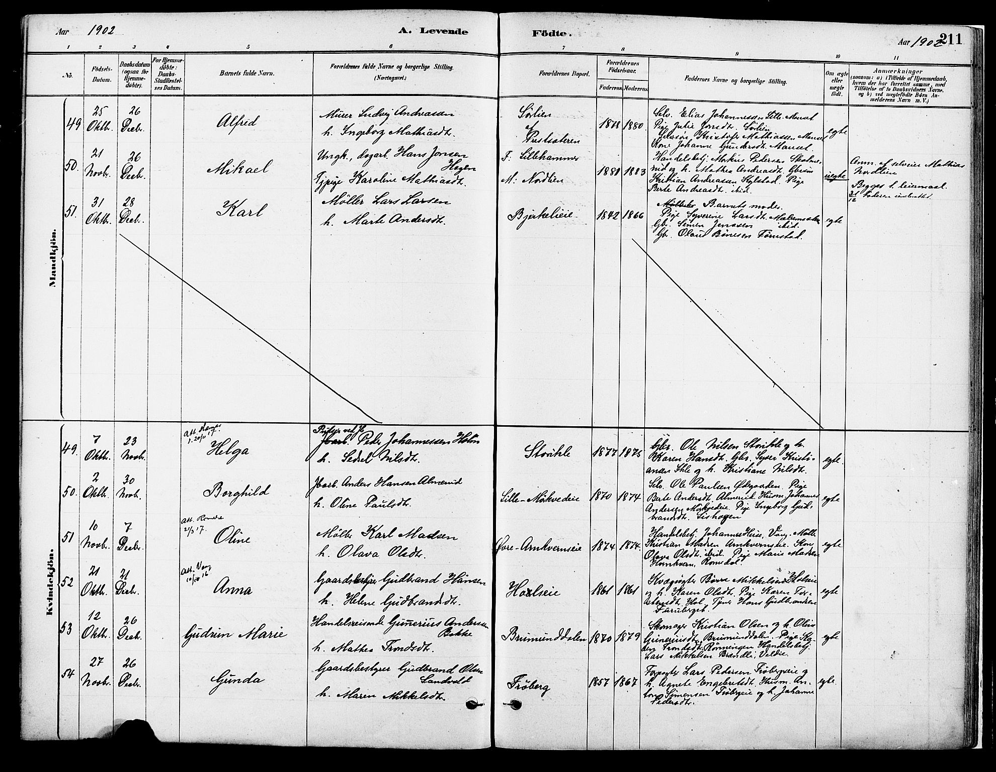 Vang prestekontor, Hedmark, SAH/PREST-008/H/Ha/Haa/L0018A: Parish register (official) no. 18A, 1880-1906, p. 211