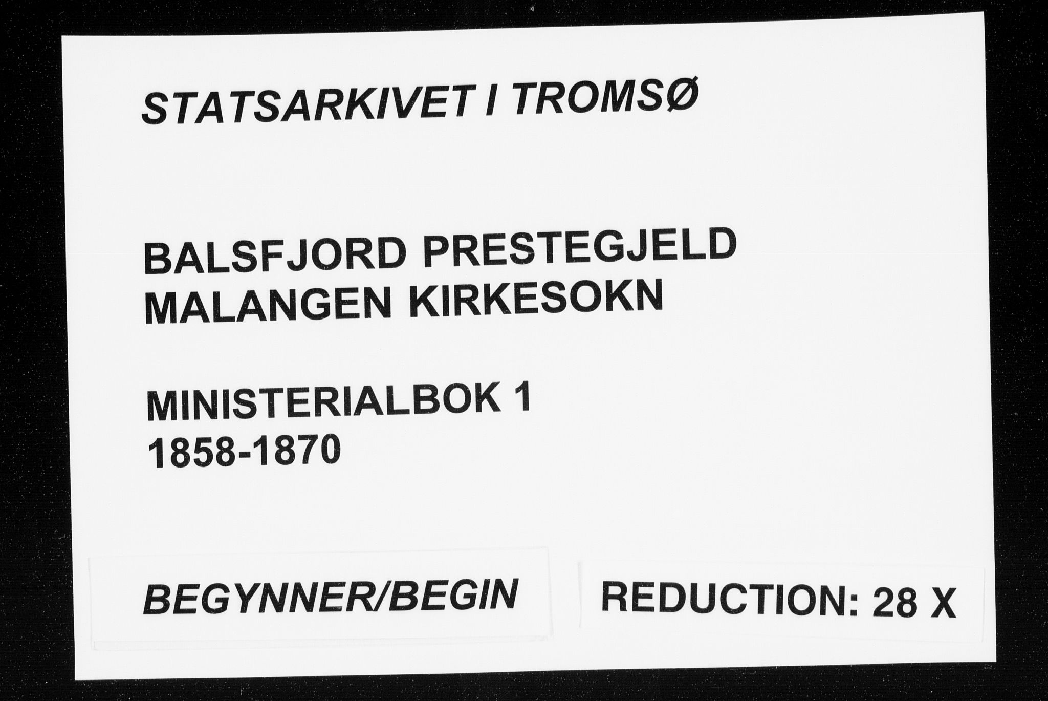 Balsfjord sokneprestembete, AV/SATØ-S-1303/G/Ga/L0001kirke: Parish register (official) no. 1, 1858-1870