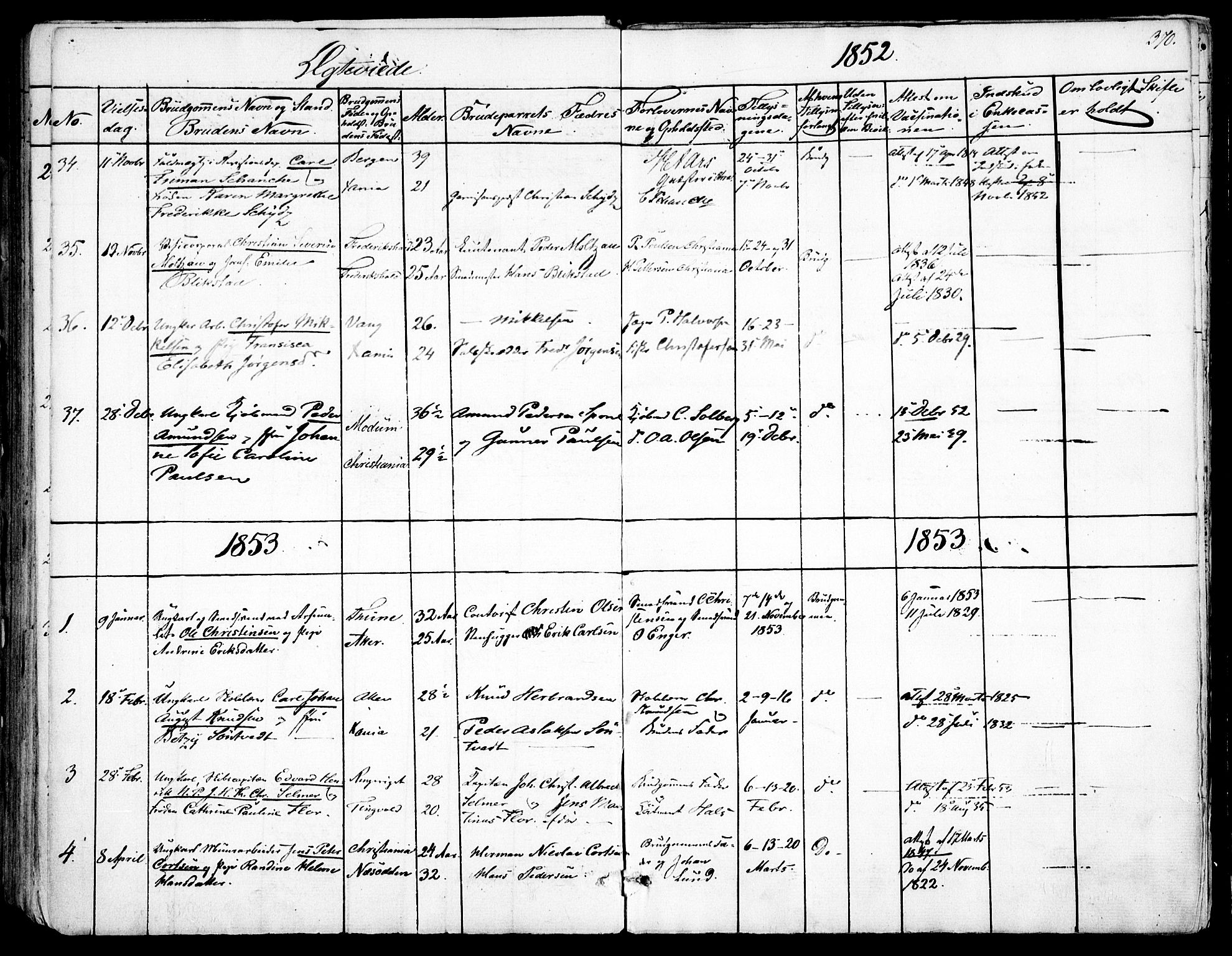 Garnisonsmenigheten Kirkebøker, SAO/A-10846/F/Fa/L0008: Parish register (official) no. 8, 1842-1859, p. 370