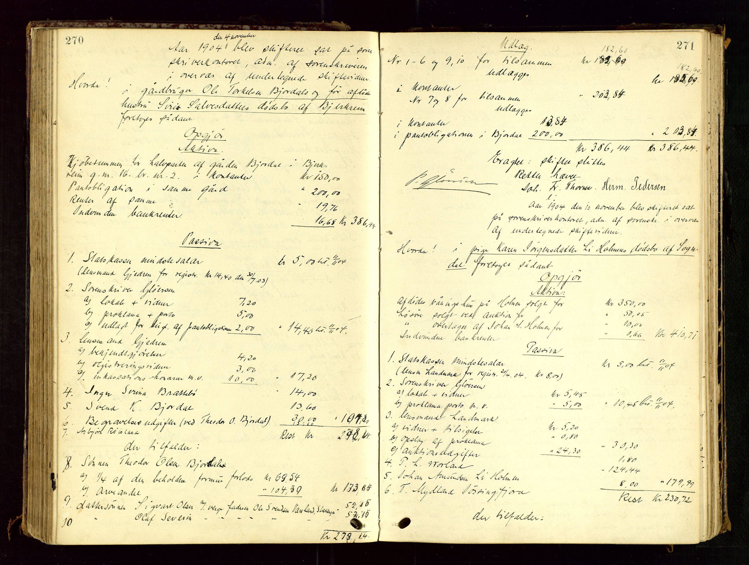 Dalane sorenskriveri, AV/SAST-A-100309/001/5/500/500BD/L0001: UTLODNINGSPROTOKOLL, 1900-1912, p. 270-271