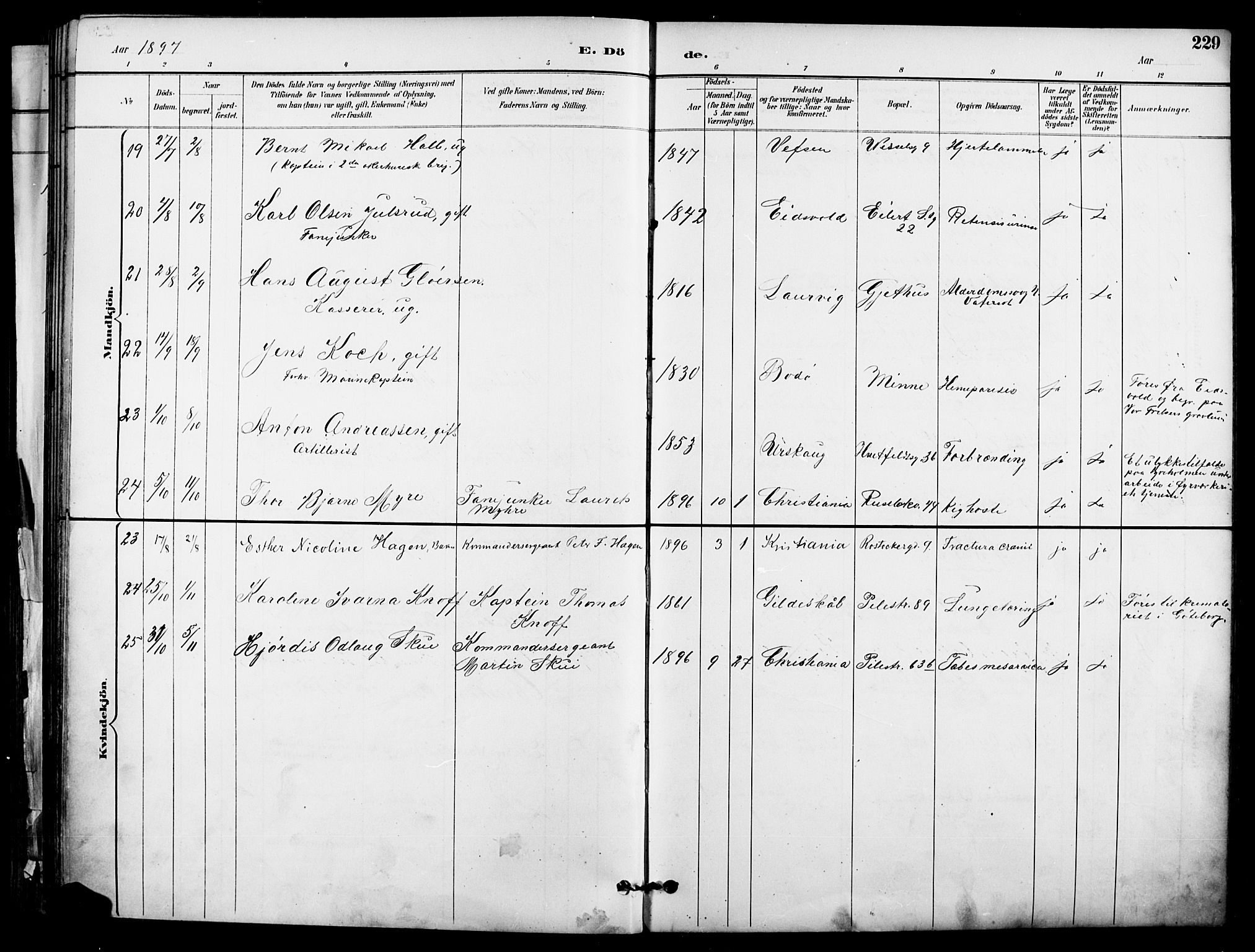 Garnisonsmenigheten Kirkebøker, SAO/A-10846/F/Fa/L0013: Parish register (official) no. 13, 1894-1904, p. 229
