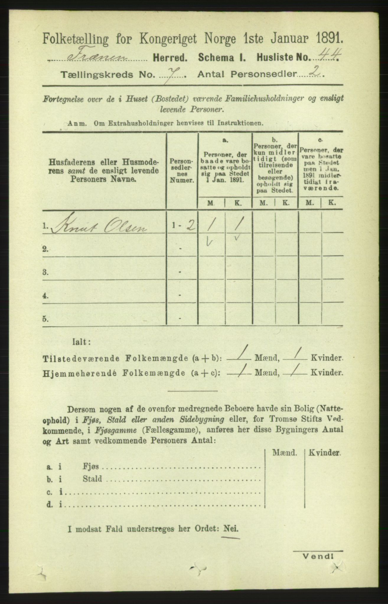 RA, 1891 census for 1548 Fræna, 1891, p. 2329