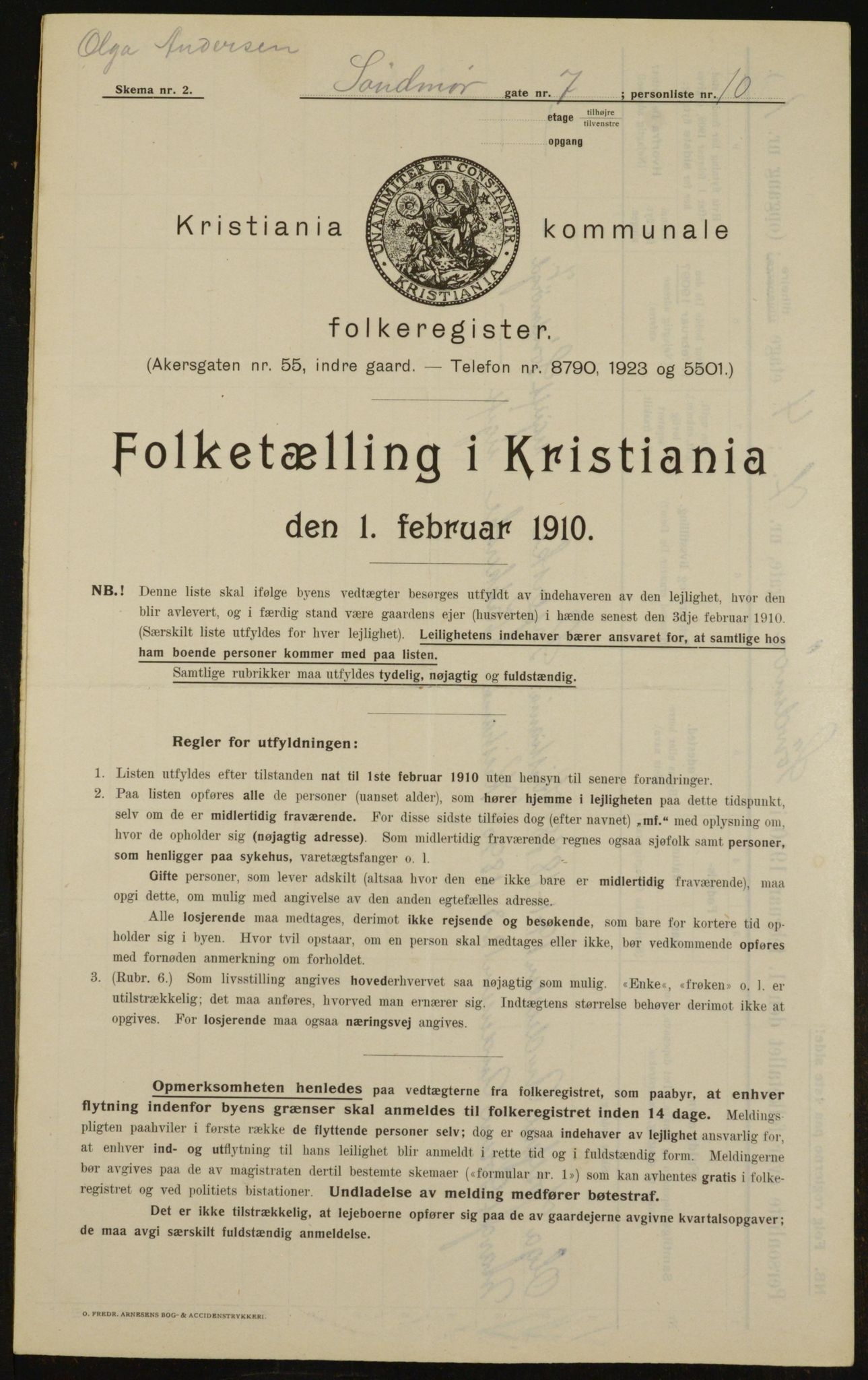 OBA, Municipal Census 1910 for Kristiania, 1910, p. 99381