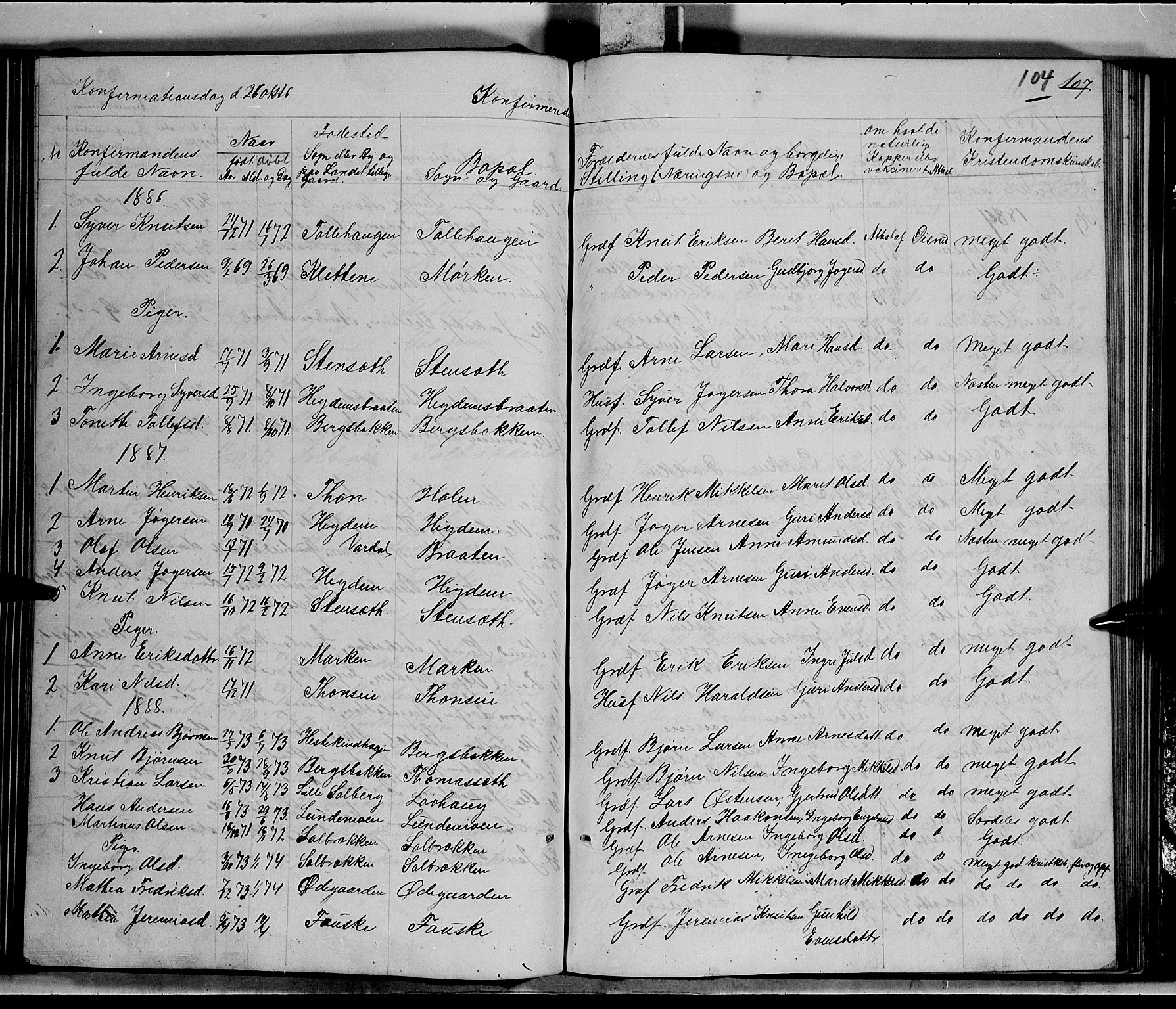 Nord-Aurdal prestekontor, SAH/PREST-132/H/Ha/Hab/L0005: Parish register (copy) no. 5, 1876-1895, p. 104