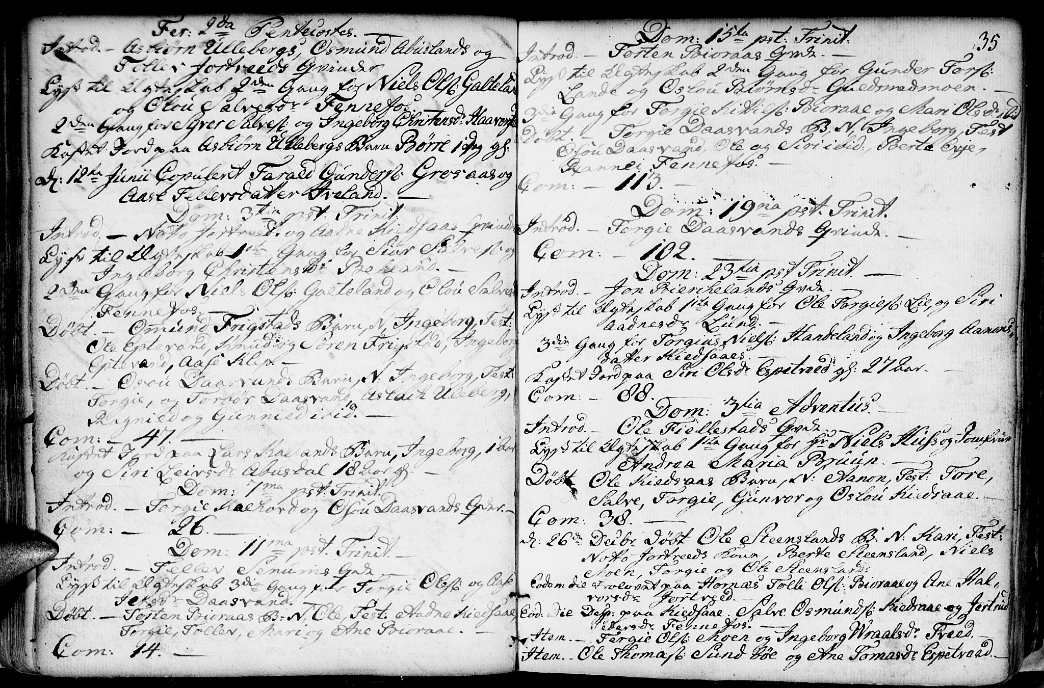 Evje sokneprestkontor, AV/SAK-1111-0008/F/Fa/Fab/L0002: Parish register (official) no. A 2, 1765-1816, p. 35