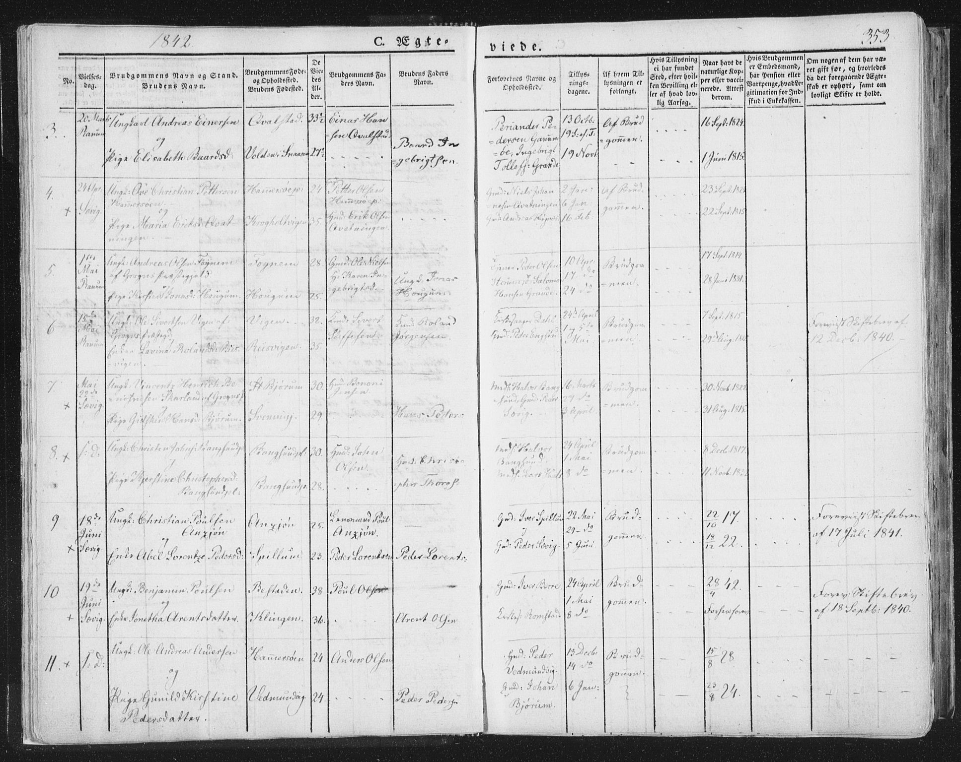 Ministerialprotokoller, klokkerbøker og fødselsregistre - Nord-Trøndelag, AV/SAT-A-1458/764/L0552: Parish register (official) no. 764A07b, 1824-1865, p. 353