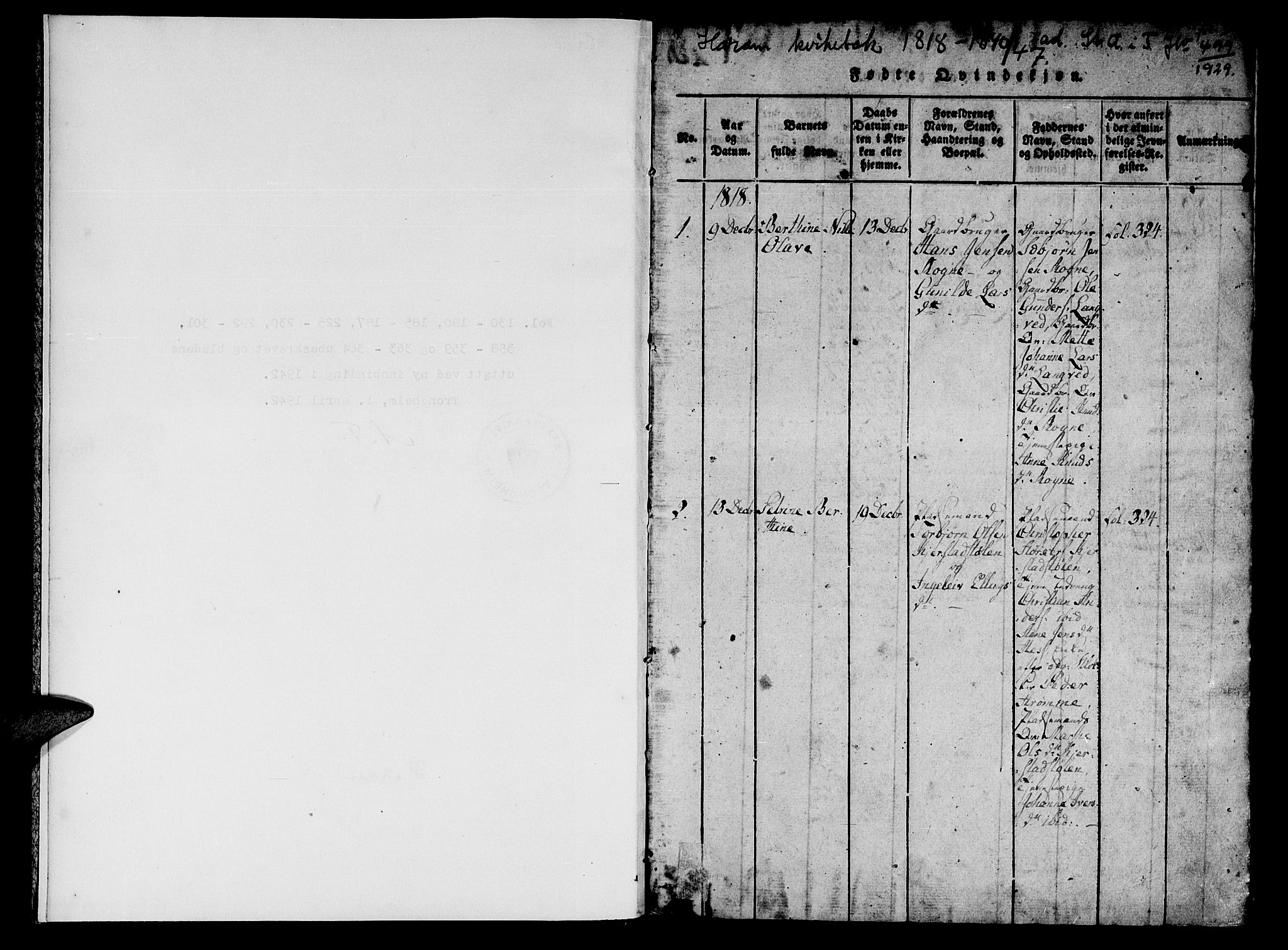 Ministerialprotokoller, klokkerbøker og fødselsregistre - Møre og Romsdal, SAT/A-1454/536/L0495: Parish register (official) no. 536A04, 1818-1847, p. 1