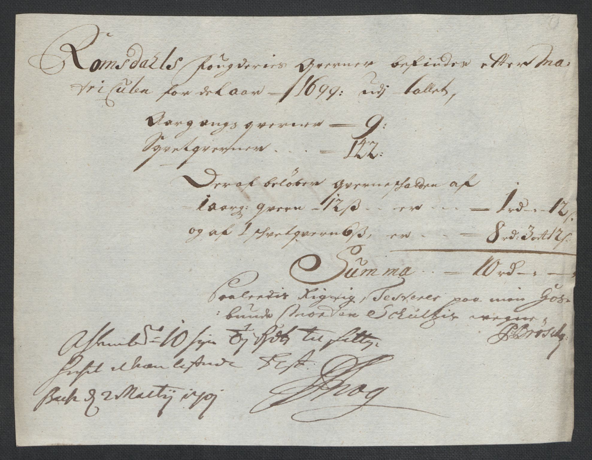 Rentekammeret inntil 1814, Reviderte regnskaper, Fogderegnskap, AV/RA-EA-4092/R55/L3654: Fogderegnskap Romsdal, 1699-1700, p. 129