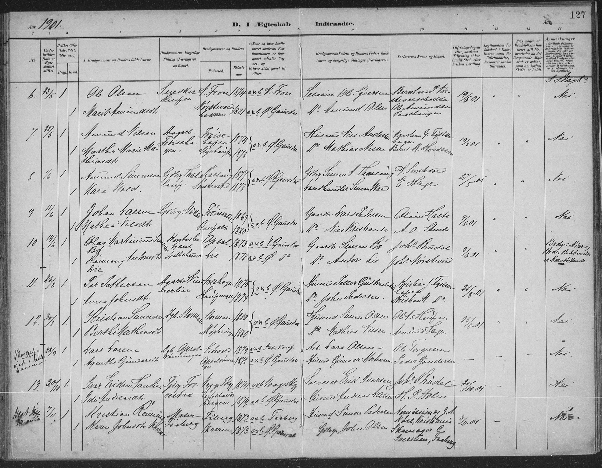 Østre Gausdal prestekontor, SAH/PREST-092/H/Ha/Haa/L0004: Parish register (official) no. 4, 1898-1914, p. 127
