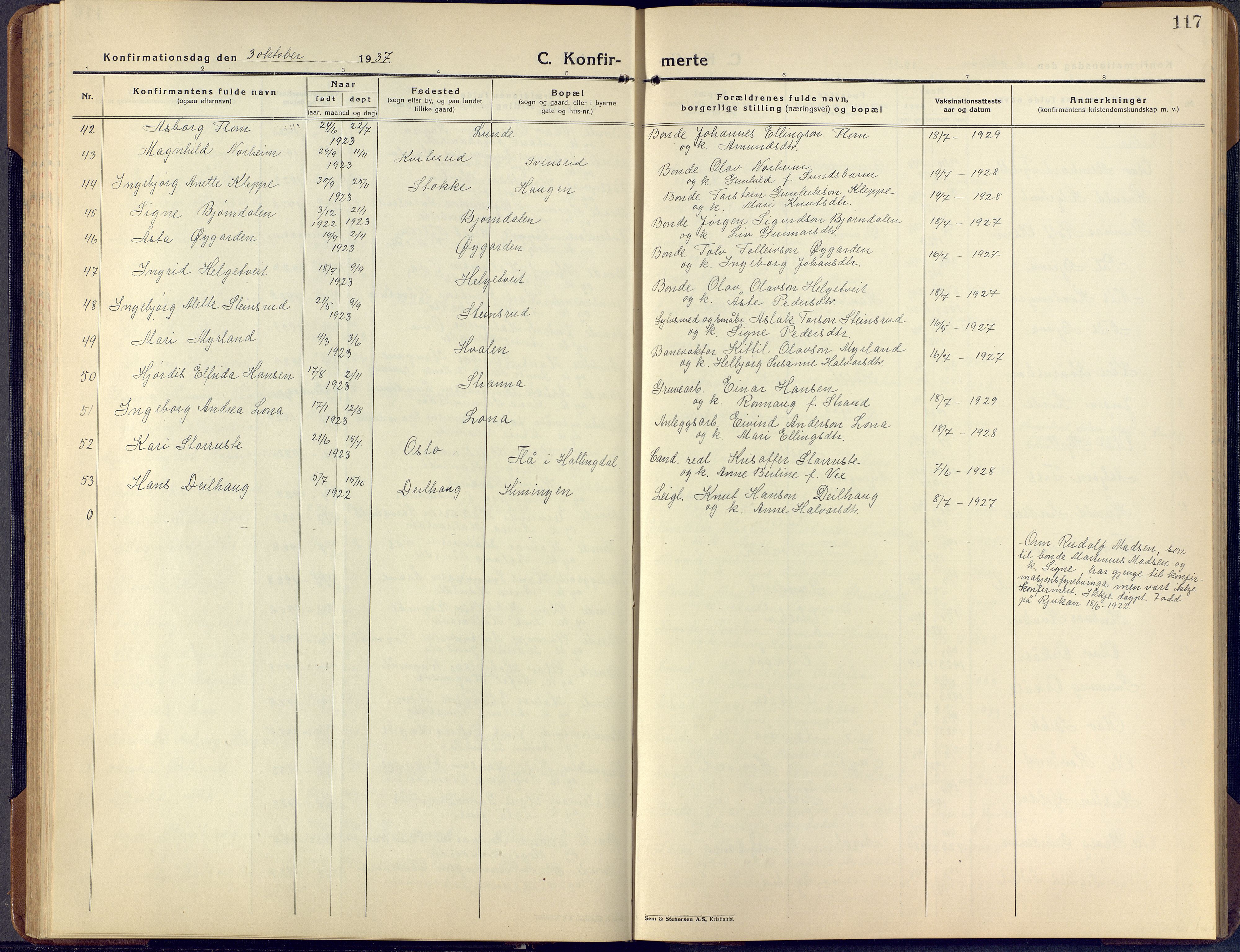 Lunde kirkebøker, SAKO/A-282/F/Fa/L0006: Parish register (official) no. I 6, 1922-1940, p. 117