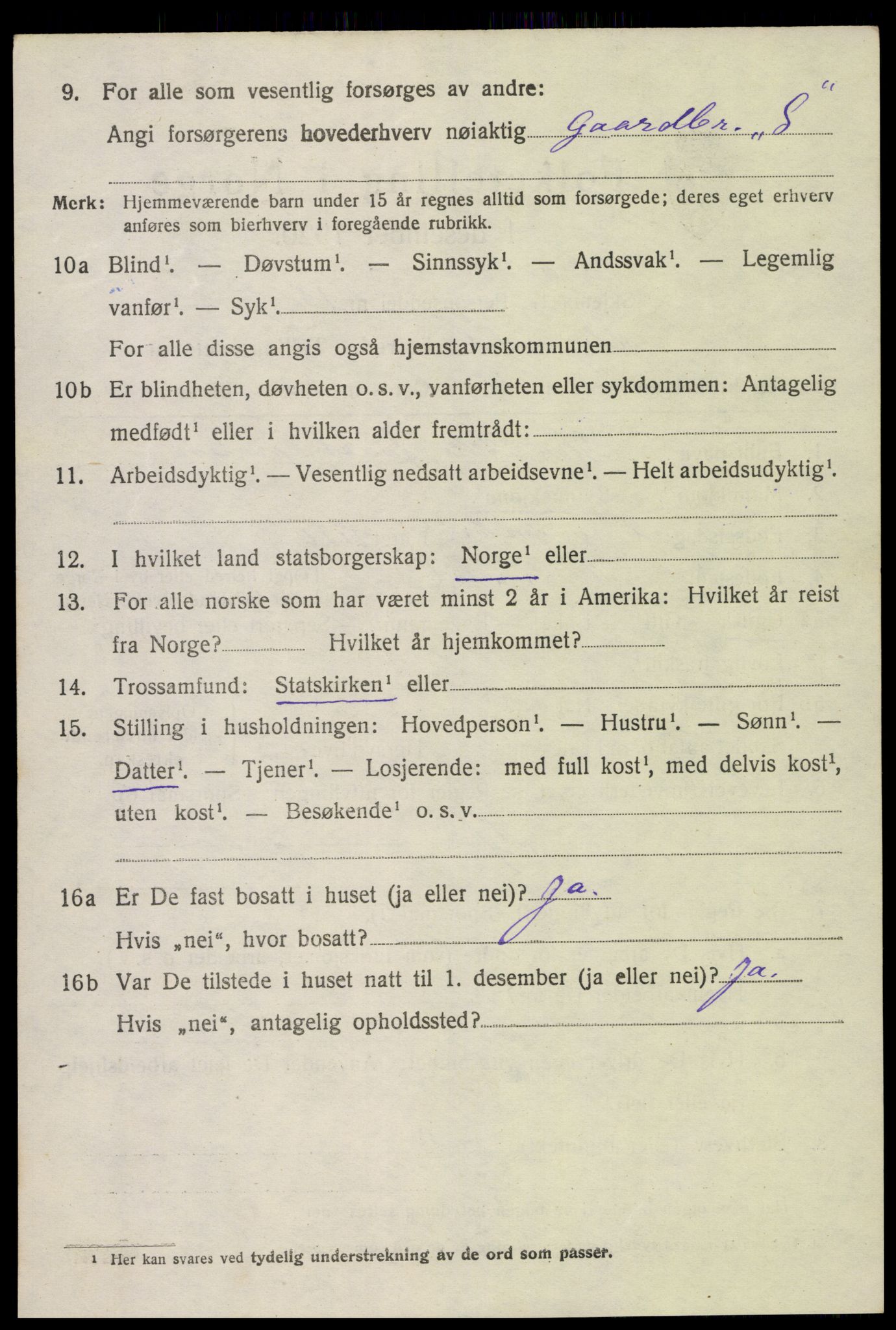 SAK, 1920 census for Vegusdal, 1920, p. 2060