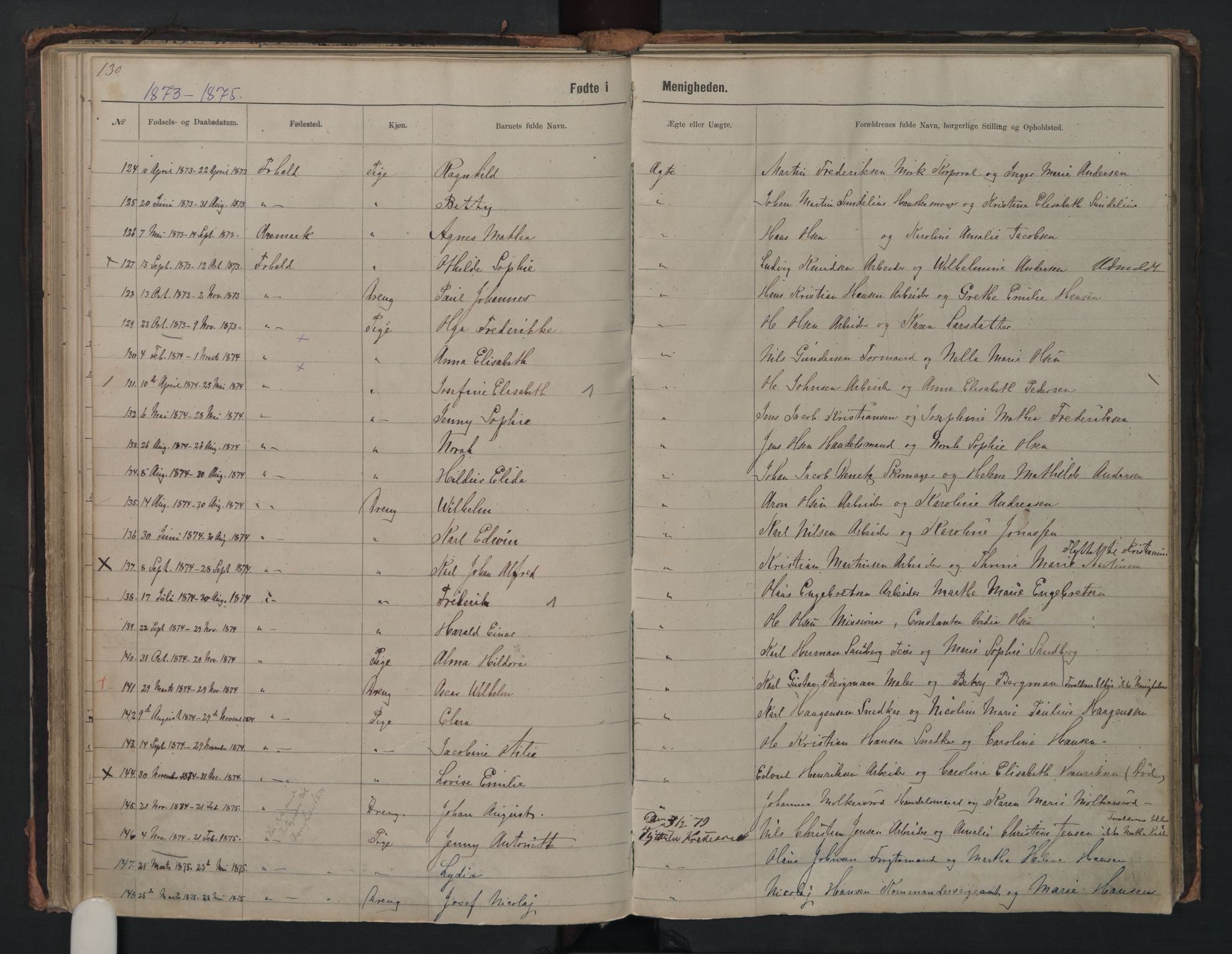 Halden metodistkirke - menighetsprotokoller, SAO/PAO-0266/F/L0002: Dissenter register no. 2, 1856-1892, p. 130
