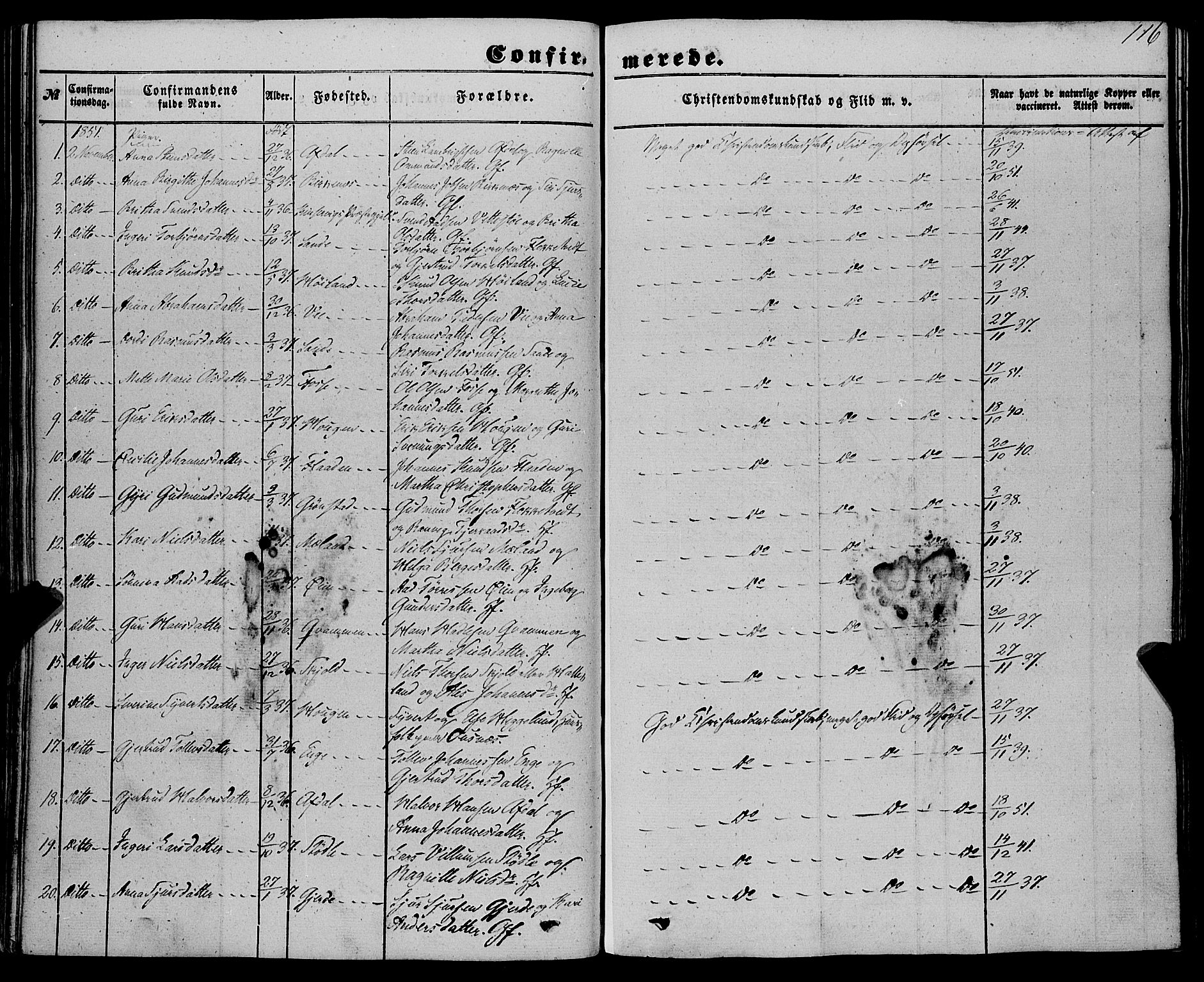 Etne sokneprestembete, SAB/A-75001/H/Haa: Parish register (official) no. A 8, 1848-1862, p. 116