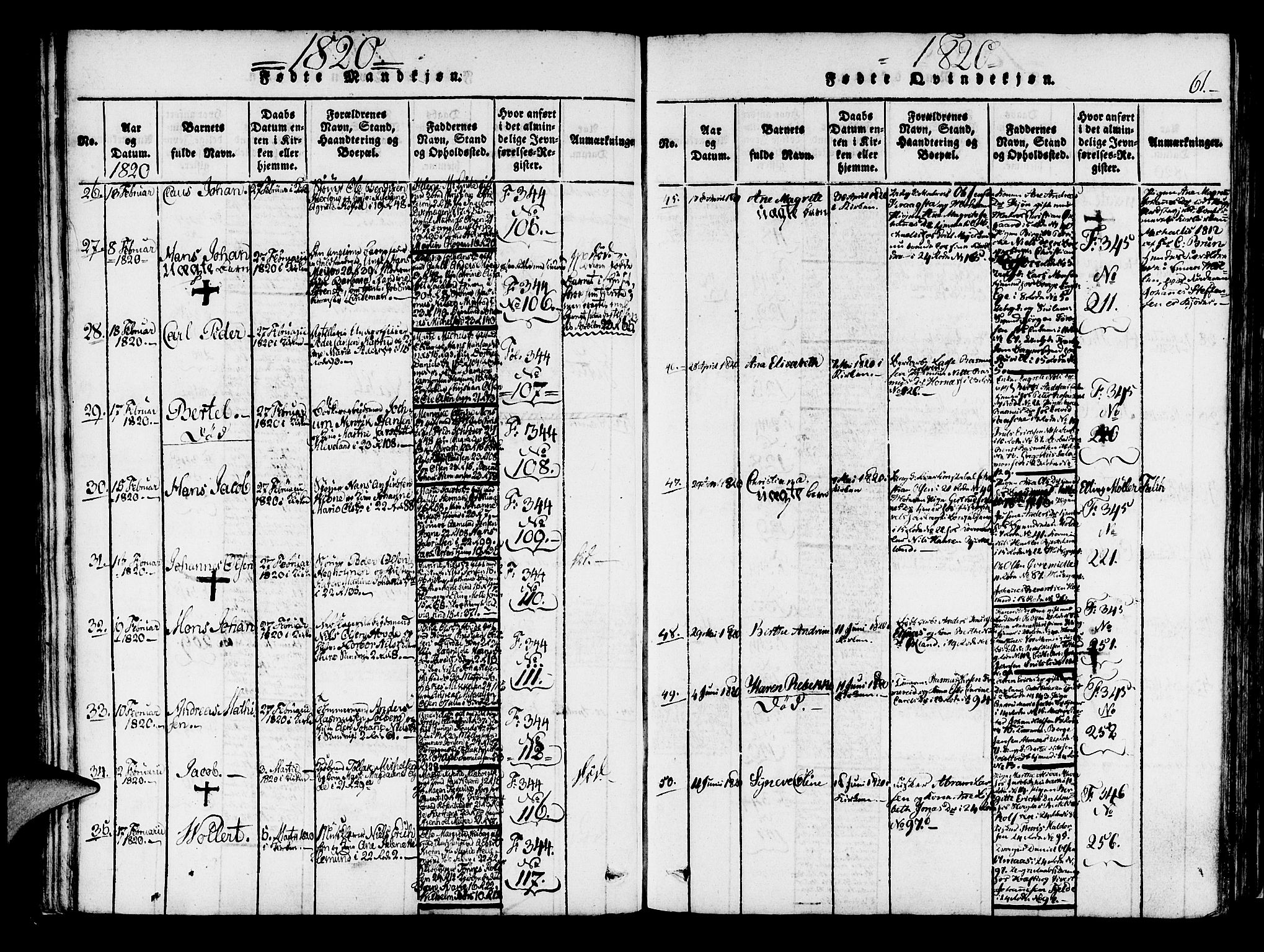 Korskirken sokneprestembete, AV/SAB-A-76101/H/Haa/L0013: Parish register (official) no. A 13, 1815-1822, p. 61