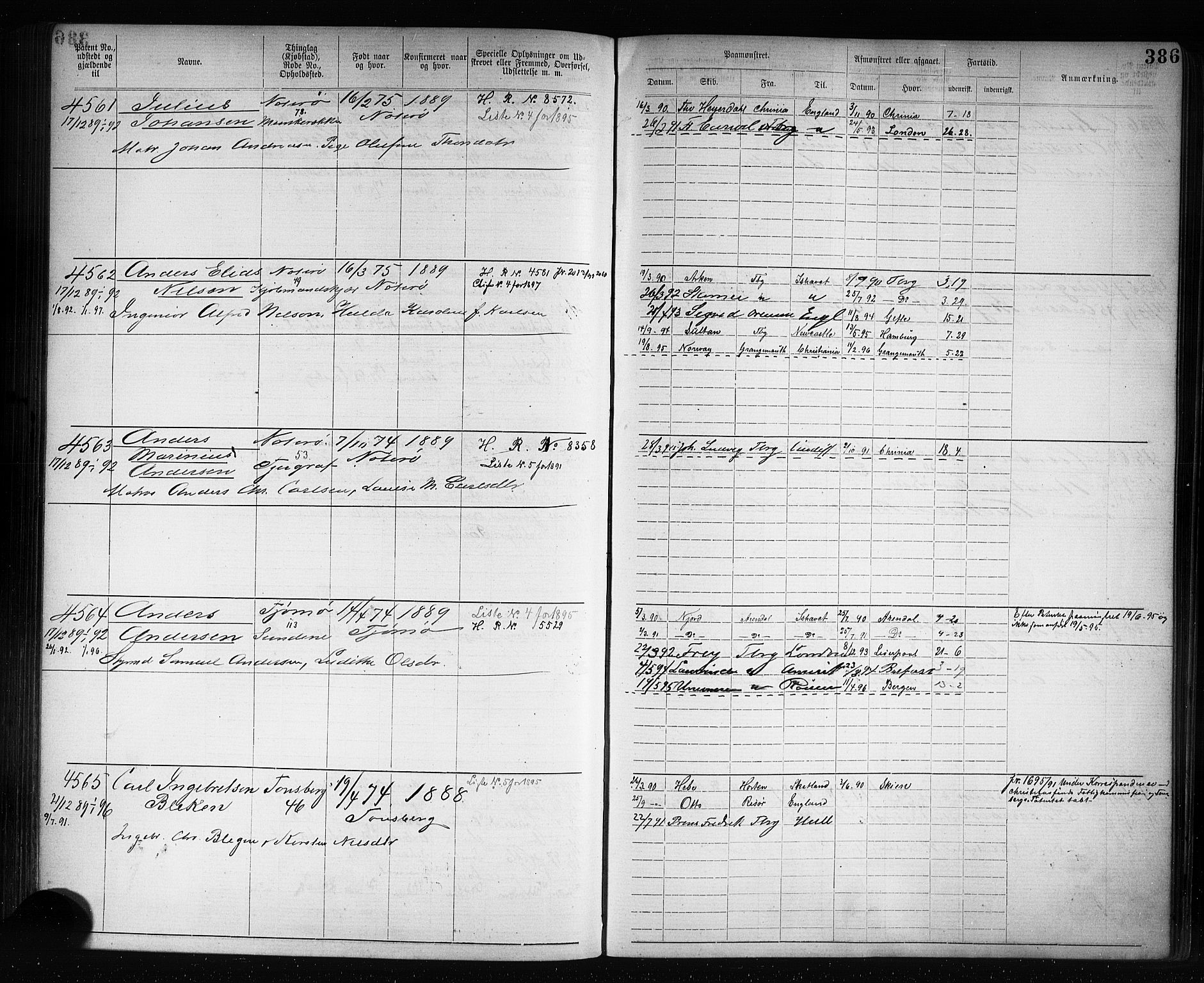 Tønsberg innrulleringskontor, AV/SAKO-A-786/F/Fb/L0007: Annotasjonsrulle Patent nr. 2636-5150, 1881-1892, p. 387