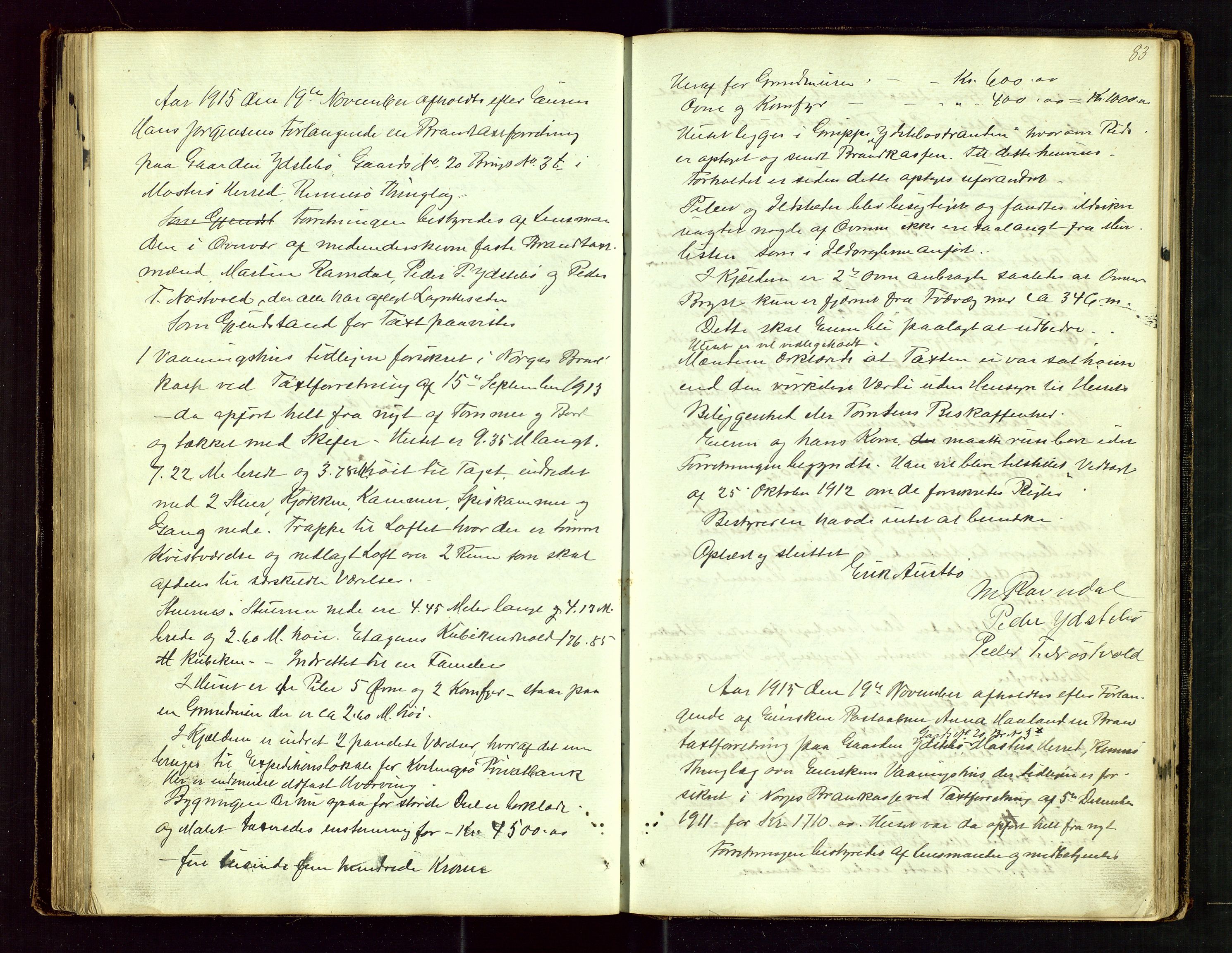 Rennesøy lensmannskontor, SAST/A-100165/Goa/L0001: "Brandtaxations-Protocol for Rennesøe Thinglag", 1846-1923, p. 82b-83a