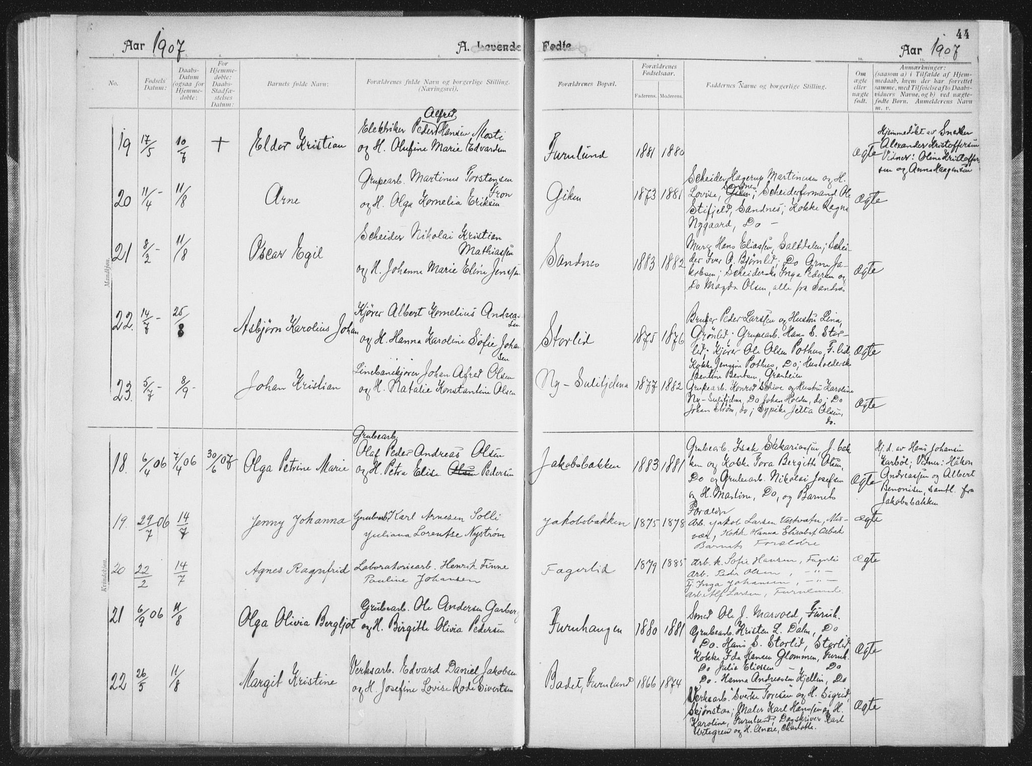 Ministerialprotokoller, klokkerbøker og fødselsregistre - Nordland, AV/SAT-A-1459/850/L0711: Curate's parish register no. 850B01, 1902-1915, p. 44