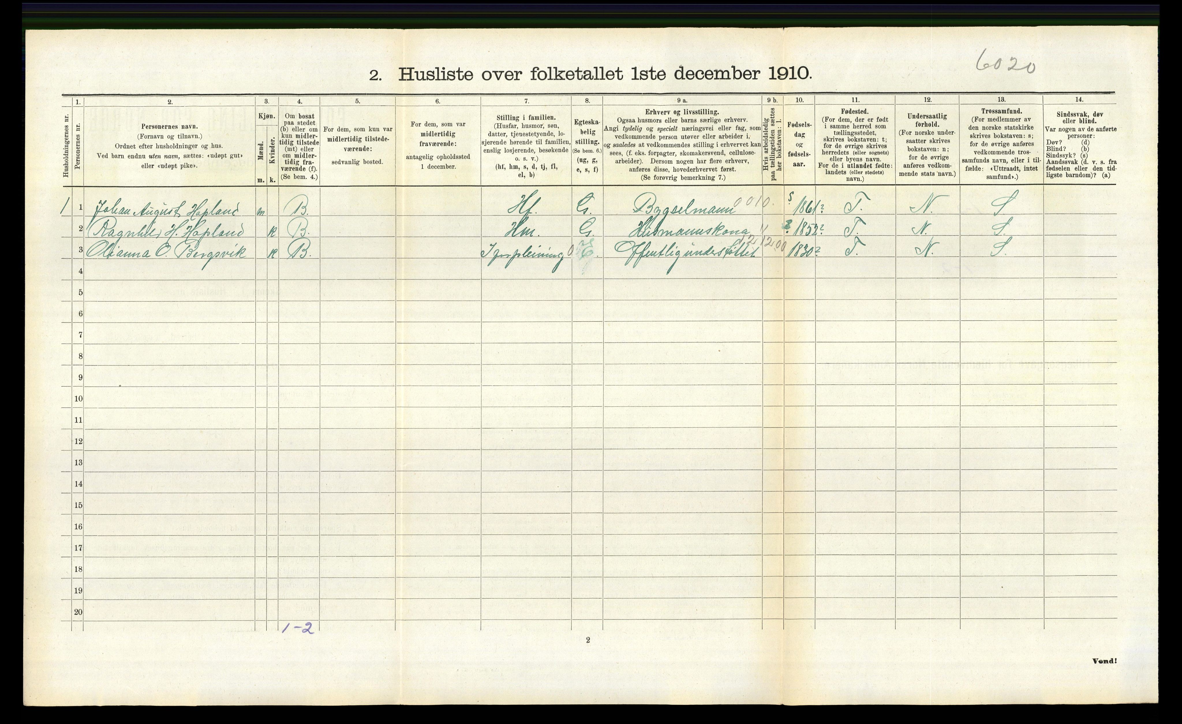 RA, 1910 census for Lindås, 1910, p. 943