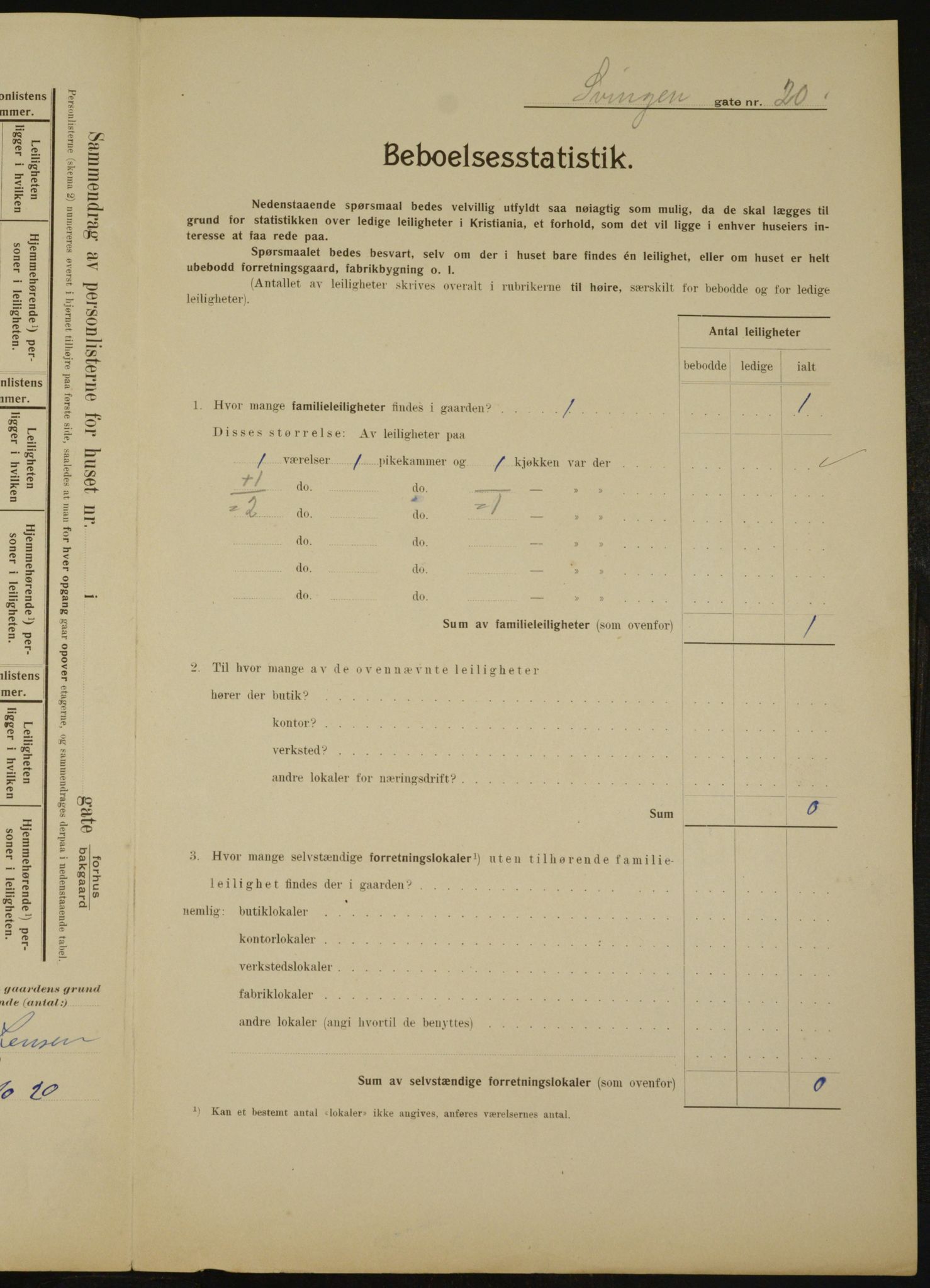 OBA, Municipal Census 1910 for Kristiania, 1910, p. 100695