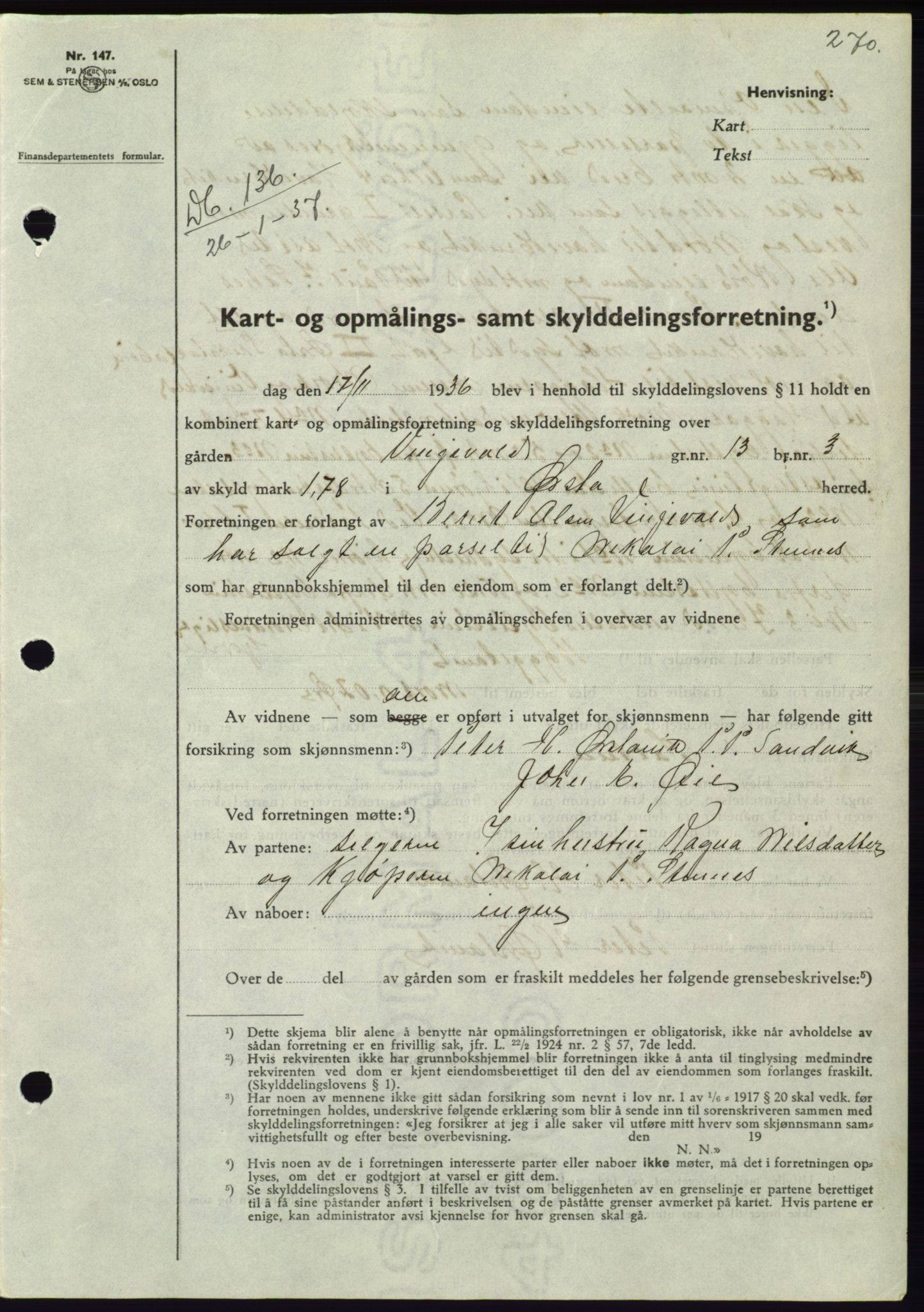 Søre Sunnmøre sorenskriveri, SAT/A-4122/1/2/2C/L0062: Mortgage book no. 56, 1936-1937, Diary no: : 136/1937