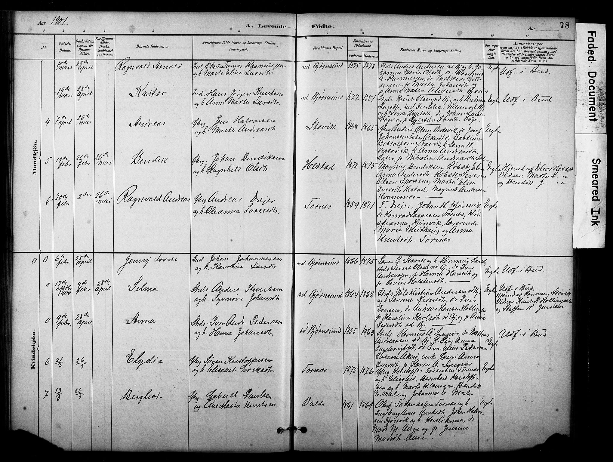 Ministerialprotokoller, klokkerbøker og fødselsregistre - Møre og Romsdal, SAT/A-1454/565/L0755: Parish register (copy) no. 565C04, 1883-1903, p. 78