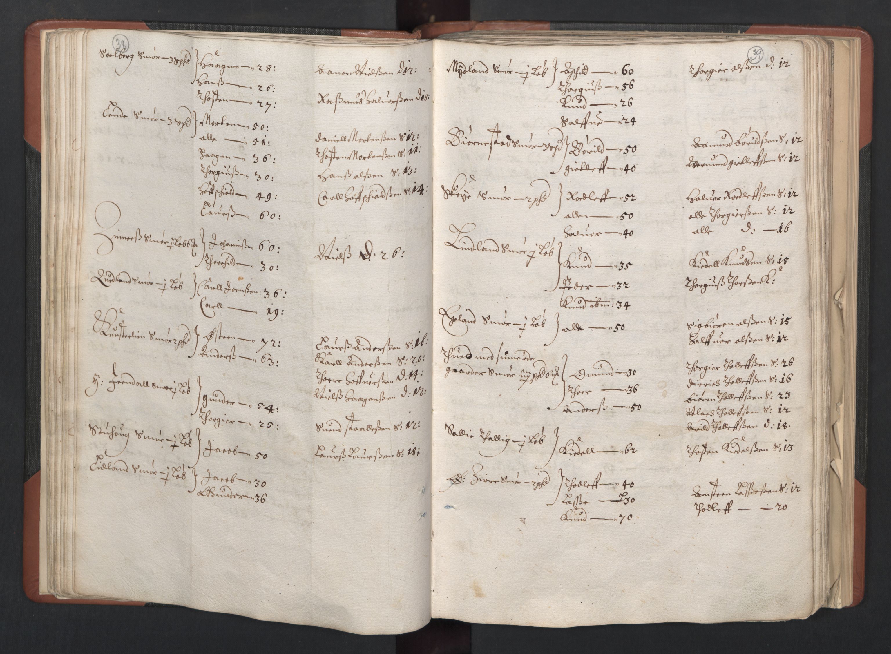 RA, Bailiff's Census 1664-1666, no. 11: Jæren and Dalane fogderi, 1664, p. 38-39