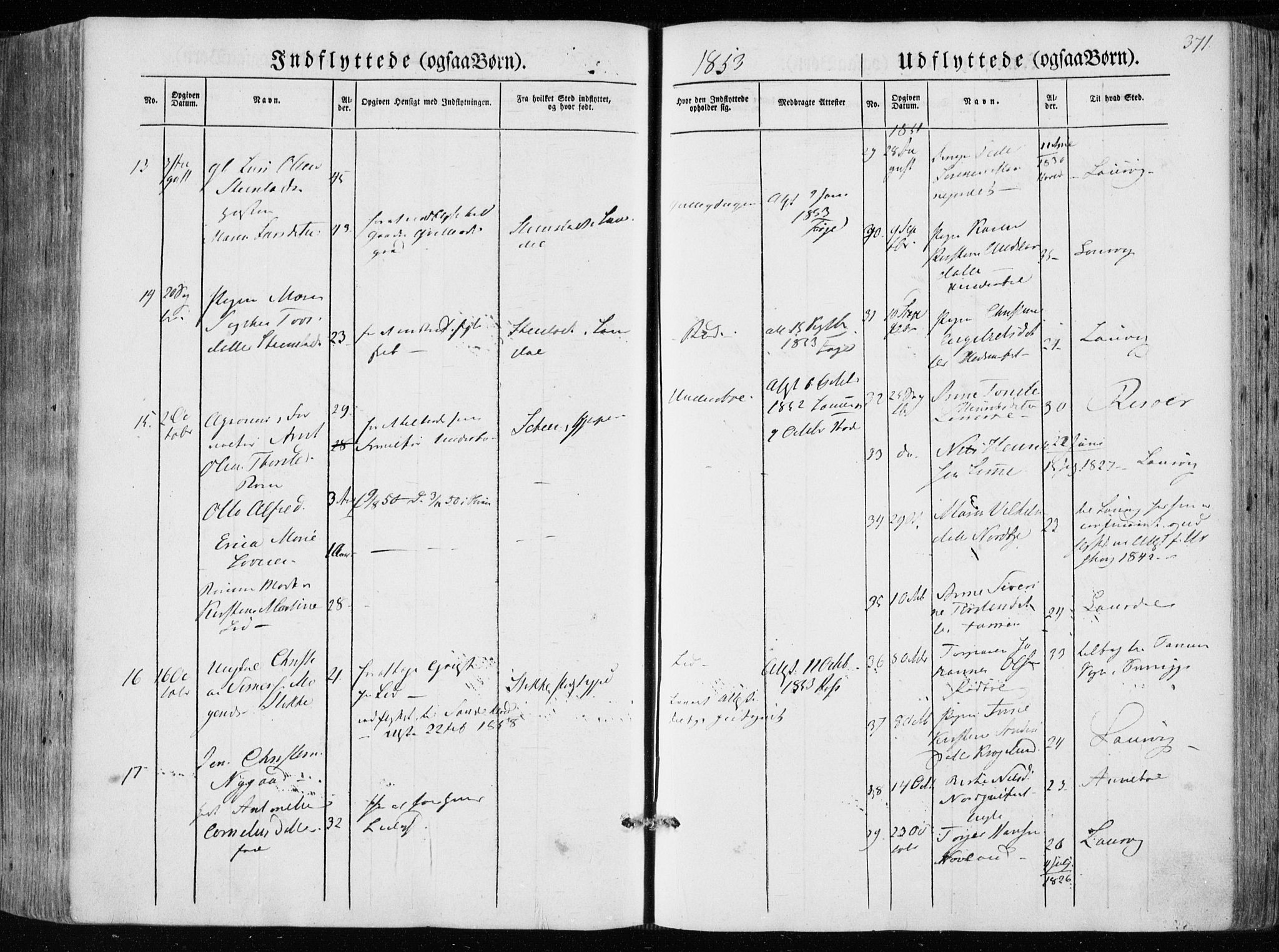 Hedrum kirkebøker, SAKO/A-344/F/Fa/L0006: Parish register (official) no. I 6, 1849-1857, p. 371