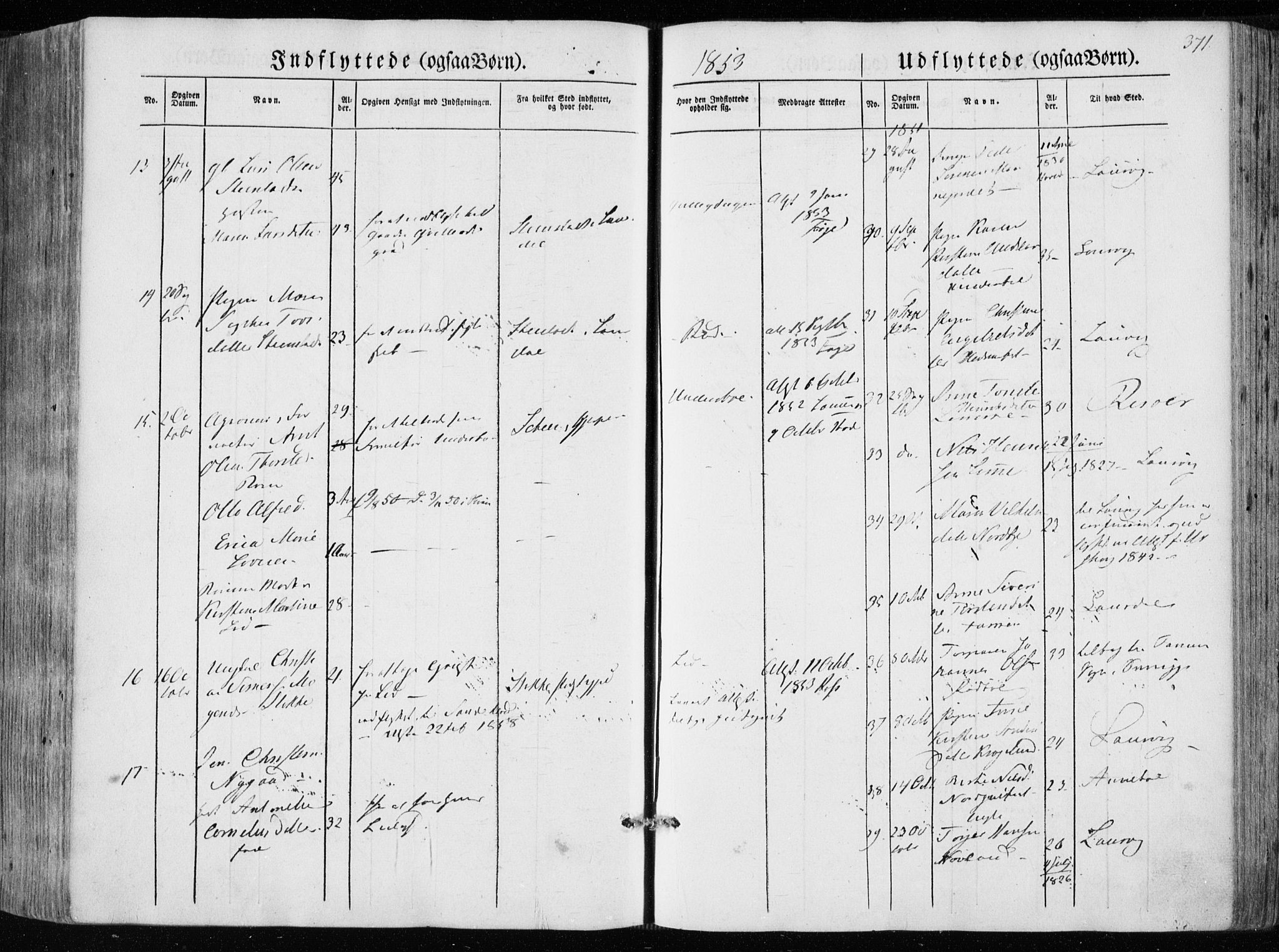 Hedrum kirkebøker, AV/SAKO-A-344/F/Fa/L0006: Parish register (official) no. I 6, 1849-1857, p. 371
